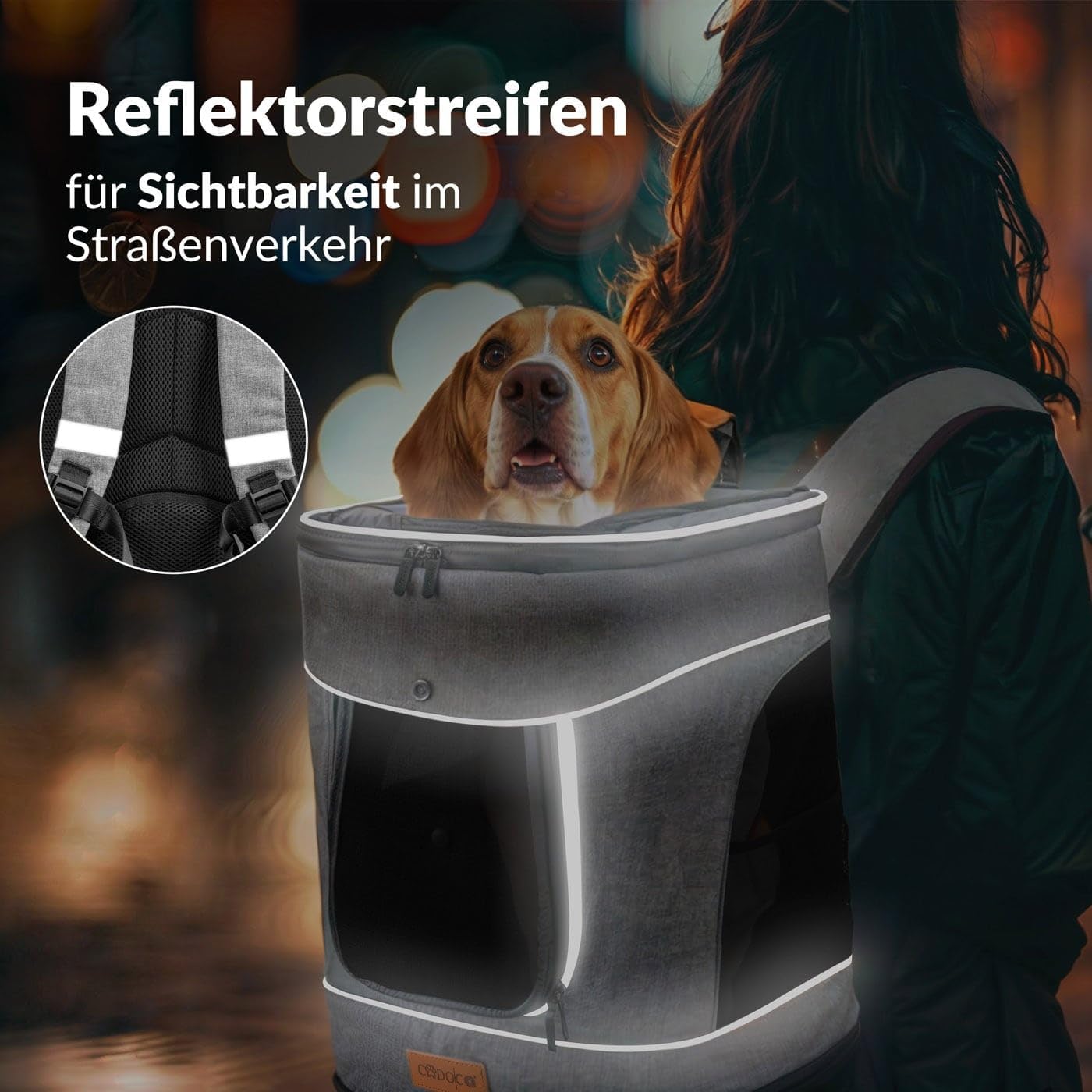 Haustierrucksack, Grau