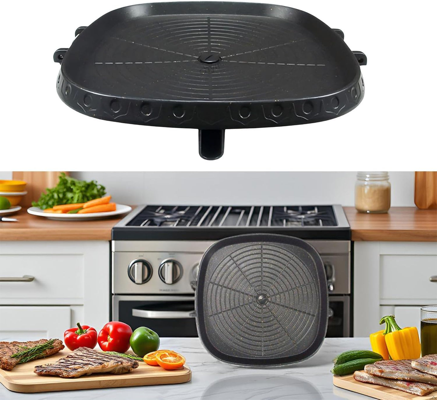 Quadratische Grillpfanne, antihaftbeschichtet, rauchfrei