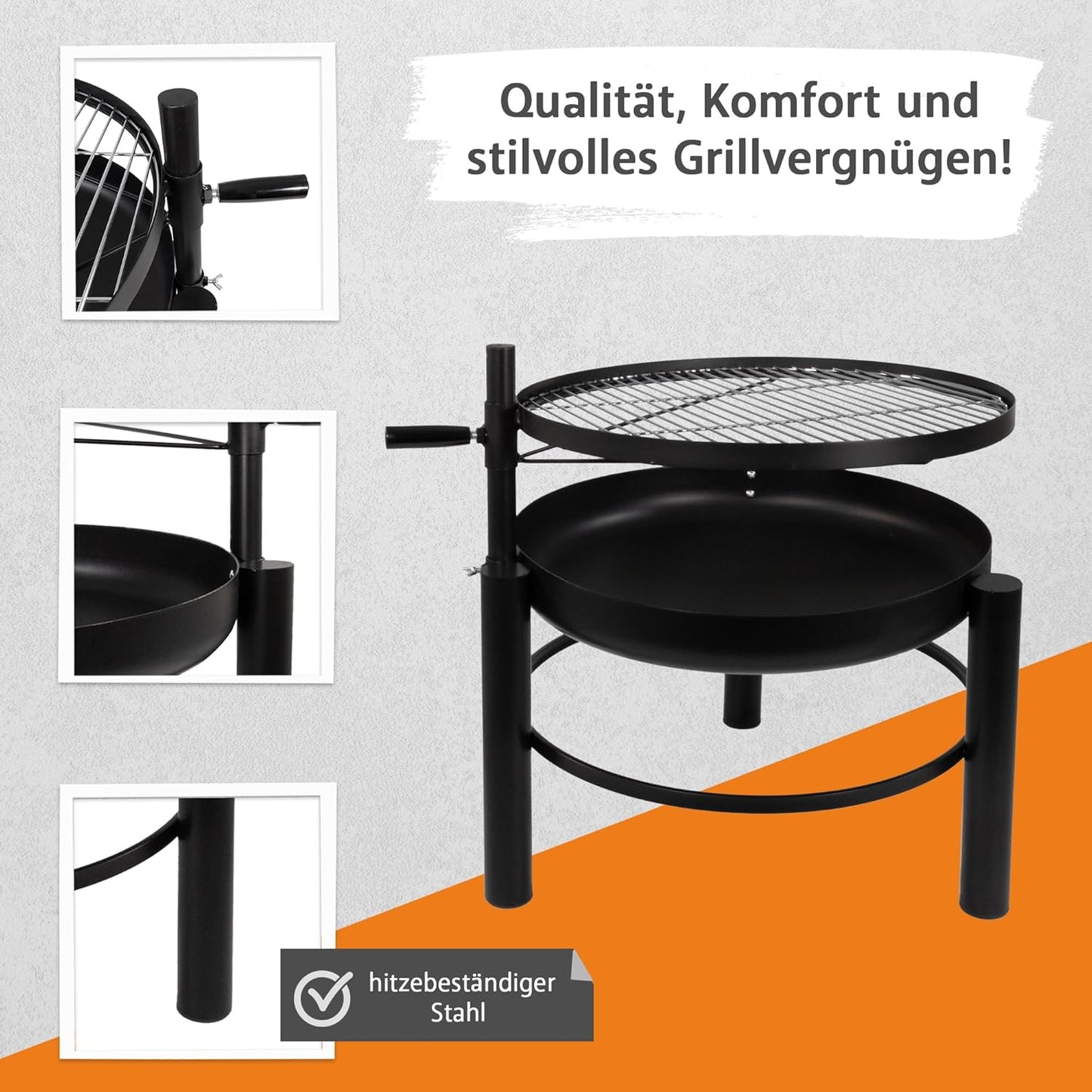 Feuerschale mit Grillrost, Feuerschale mit Schwenkgitter