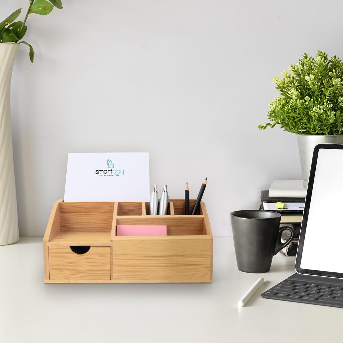 Schreibtisch-Organizer mit Schublade, Natur