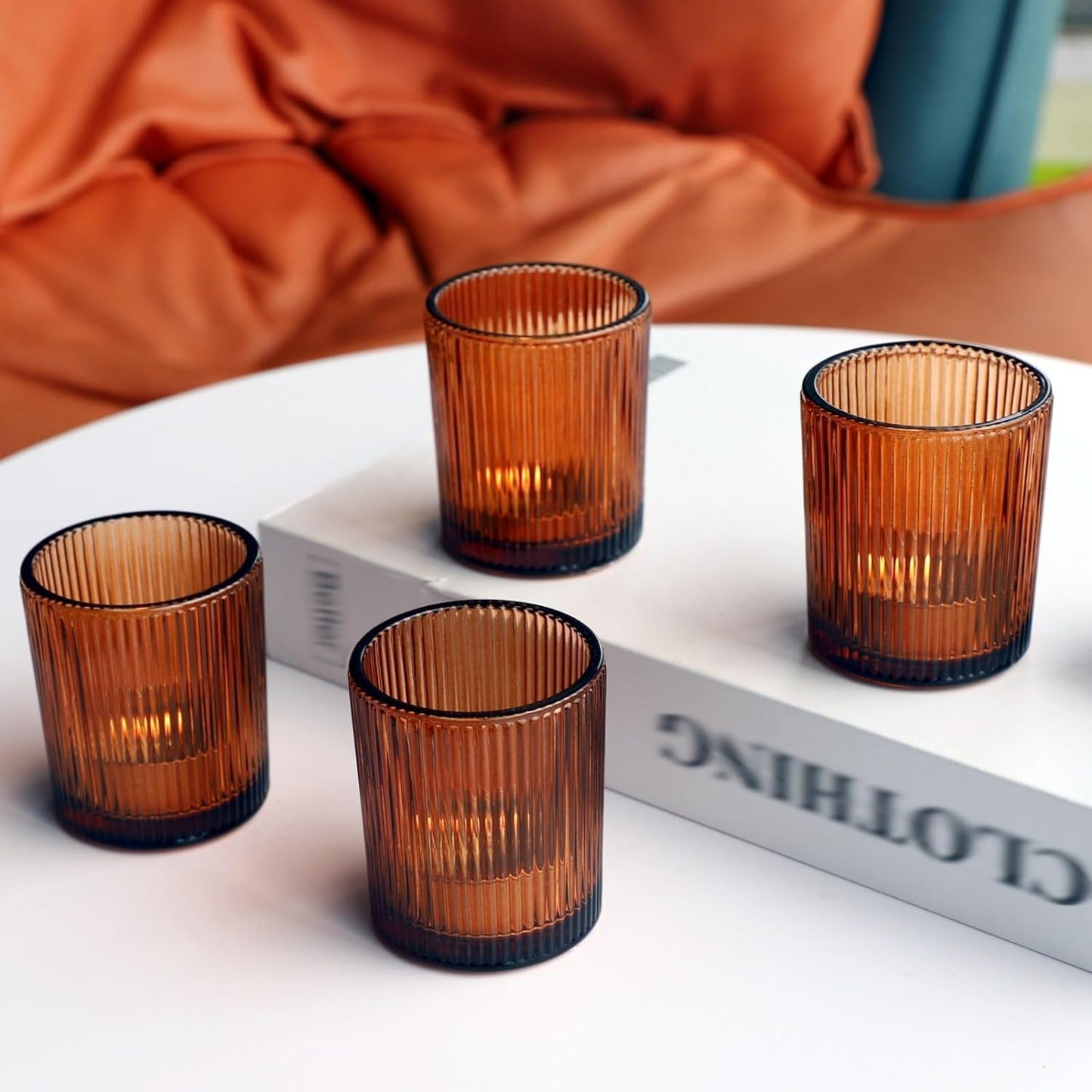 Teelichthalter-Set für Tischdekoration (12 Stück), Braun