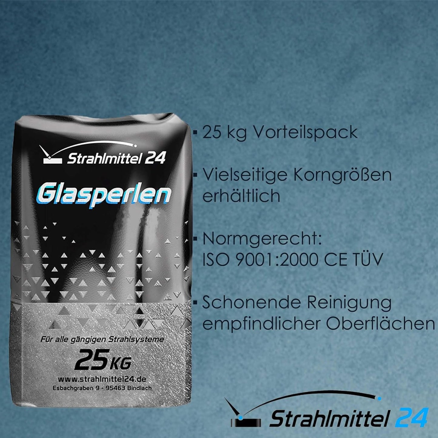 Glasperlen Strahlmittel 40-70 µm, 25 kg
