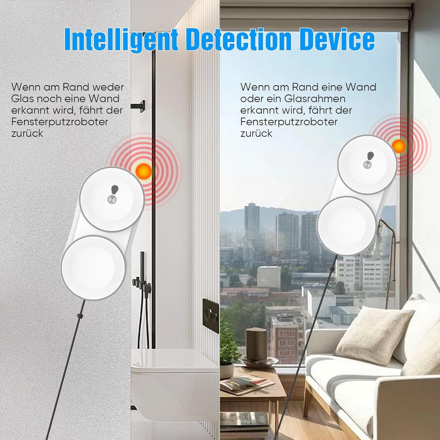 Fensterreinigungsroboter mit Fernbedienung und Sprühfunktion, Weiss B
