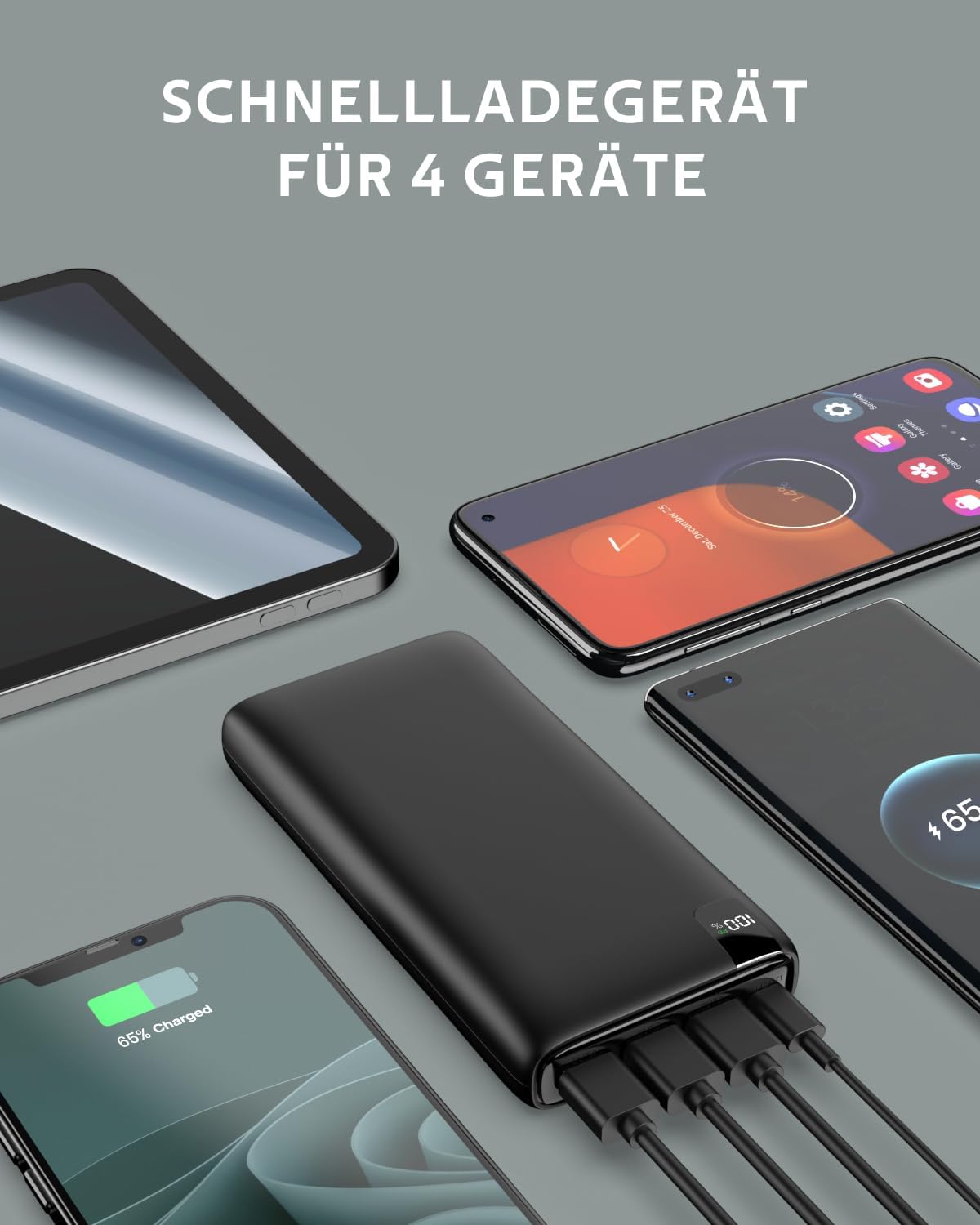 Powerbank 26800mAh mit Schnellladefunktion, Schwarz