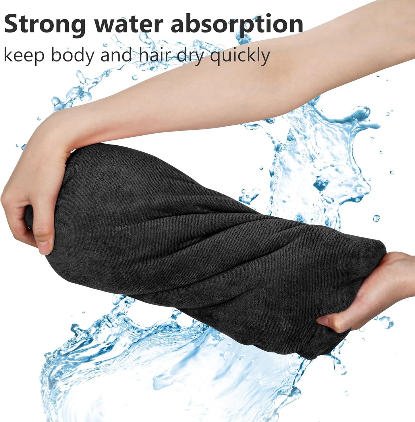Surf Poncho mit Kapuze, Schwarz