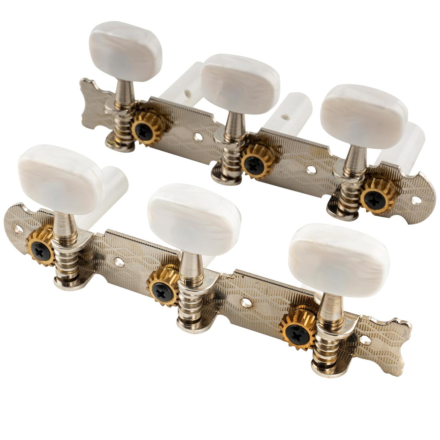 Mechaniken-Set für Konzertgitarre (vernickelt), Ovale Knöpfe, vernickelt
