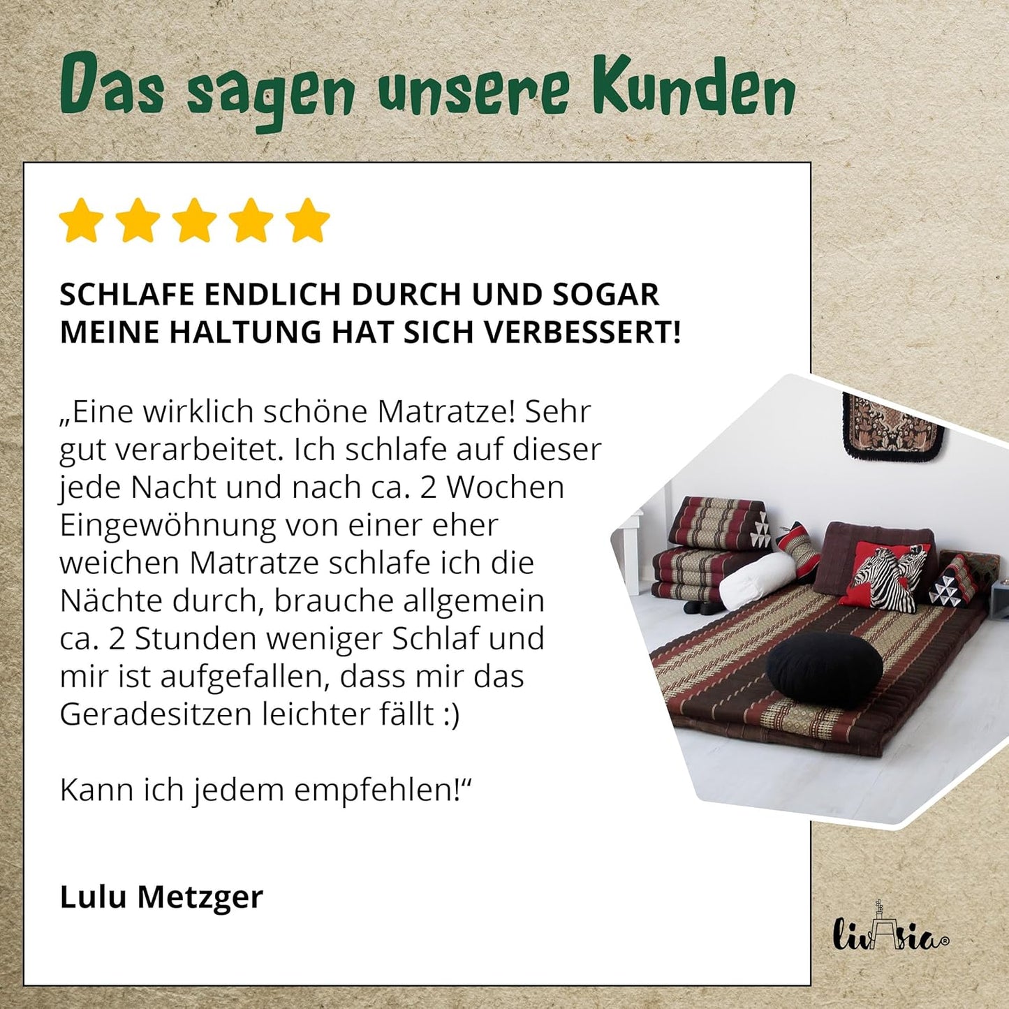 Rollmatte Rollmatratze für Gäste und Reisen 200x110cm, L (200 x 110 cm) Braun/Elefanten