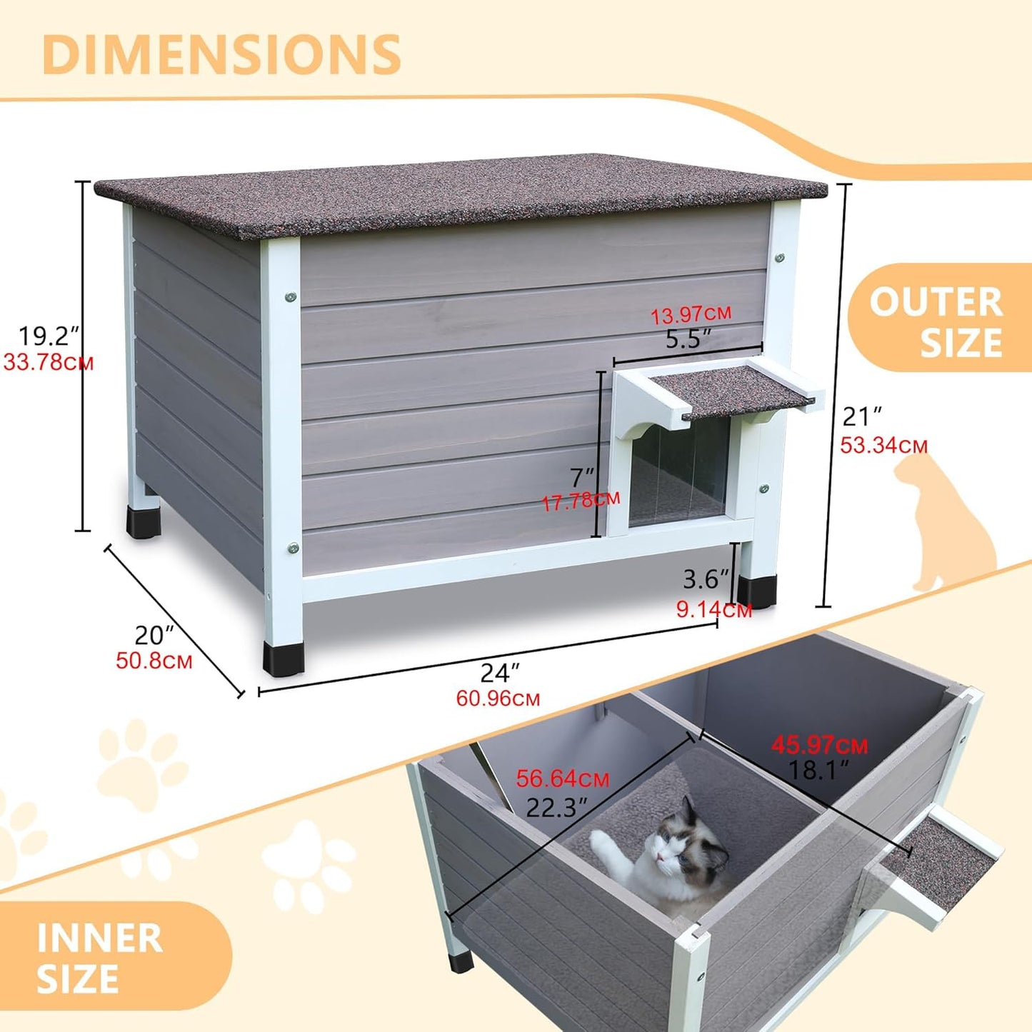 Isoliertes Outdoor-Katzenhaus mit Matte, wetterfest, Häuser mit Matte