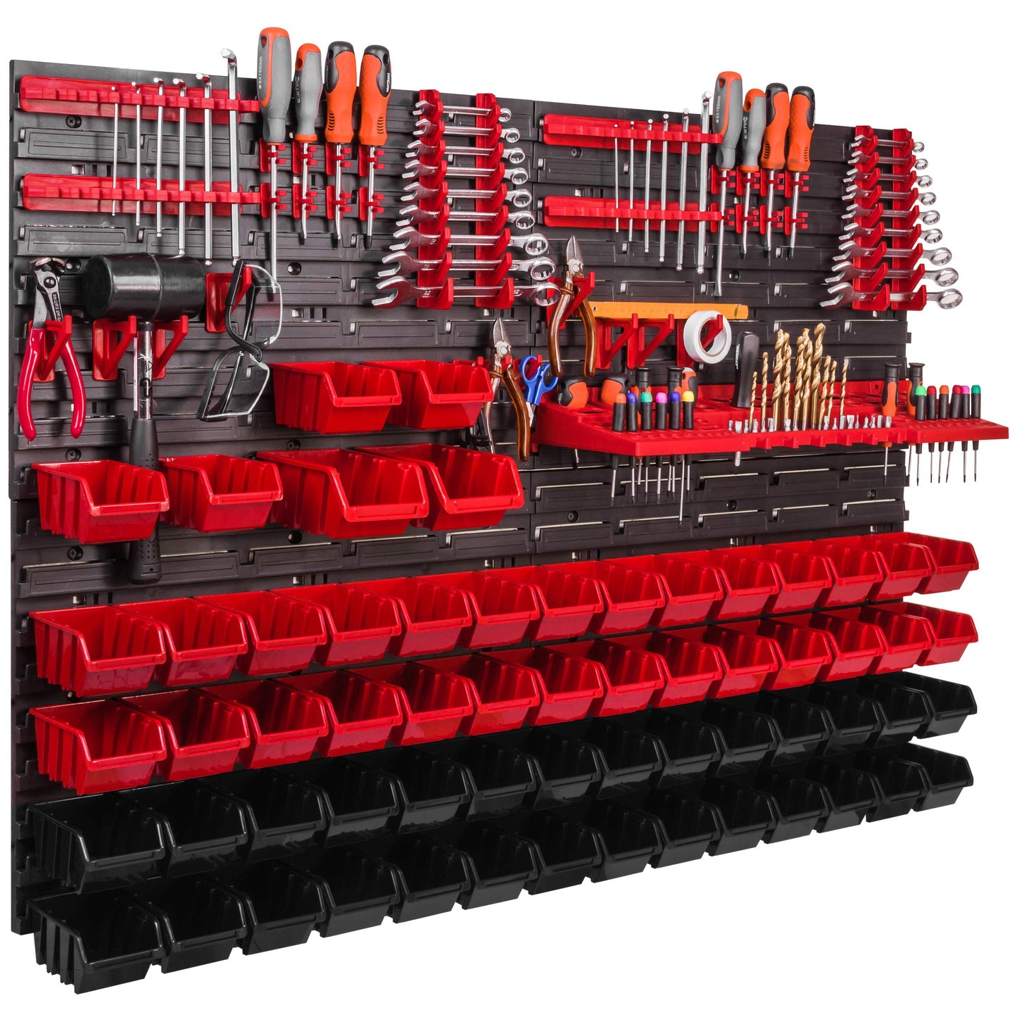 Werkstattregal mit Stapelboxen und Werkzeughalterungen, Itbnn600x4-u2001-mix31
