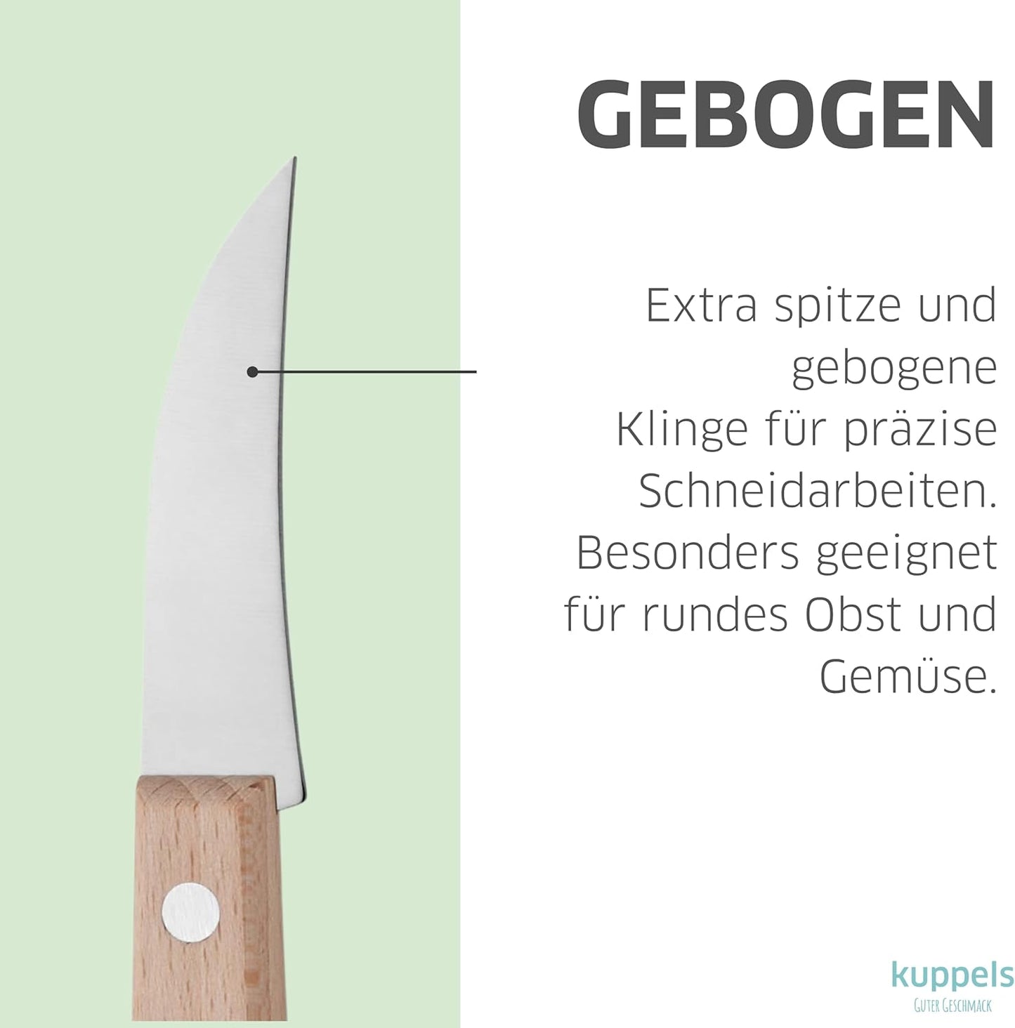 Schälmesser Set mit gebogenen Klingen, Gebogene Klinge