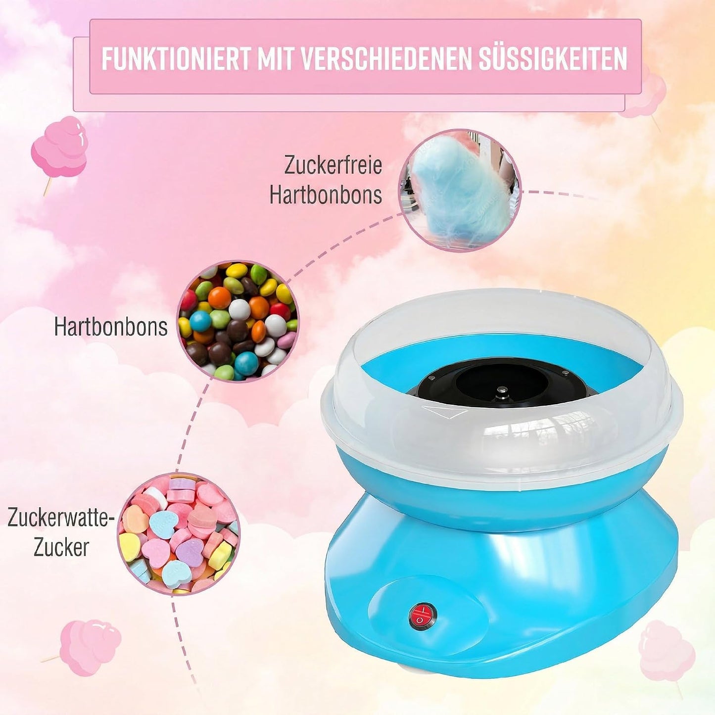 Zuckerwattemaschine mit Zubehör, Blau