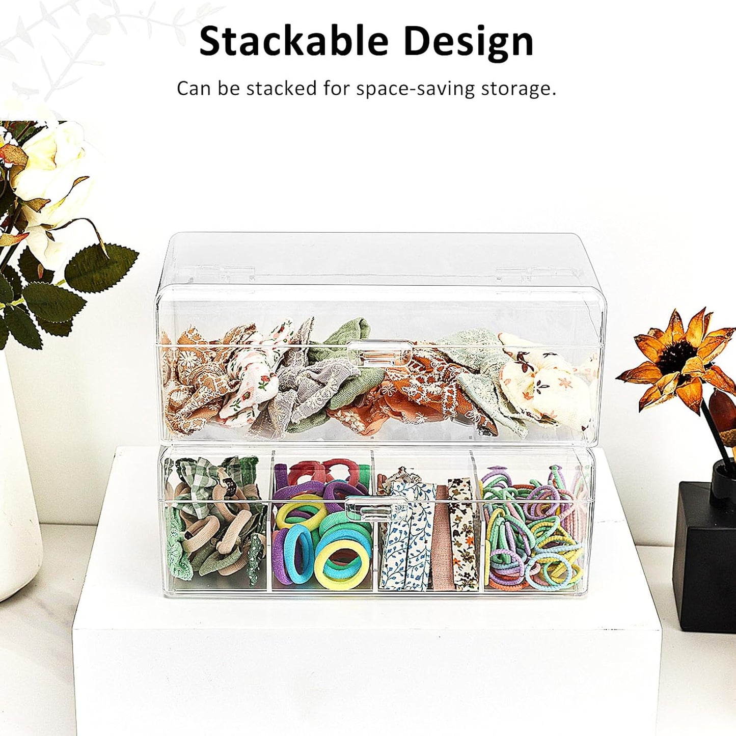 2-teiliges Haarschmuck Organizer-Set mit 4 Fächern, 4 Fach (2 Pack)