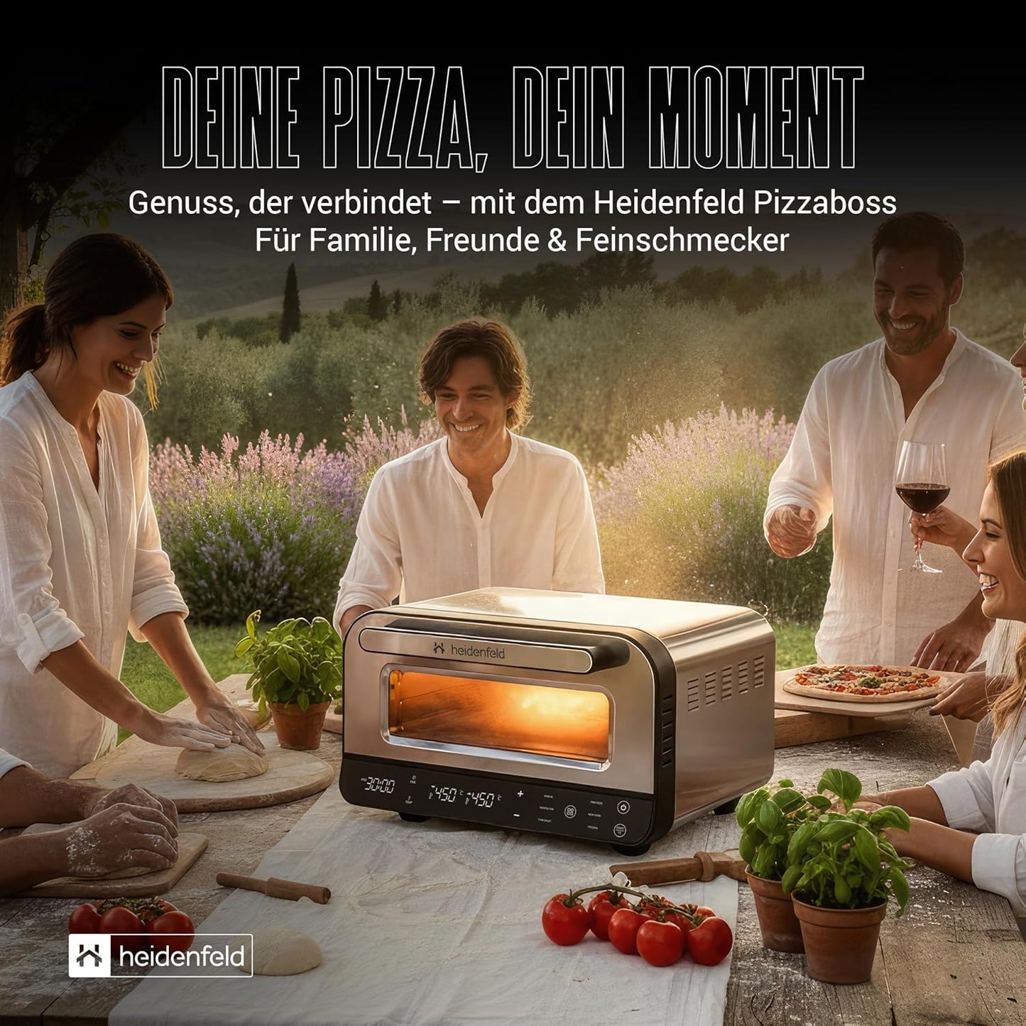 Elektrischer Pizzaofen mit Pizzastein & Schieber, Silber/Schwarz