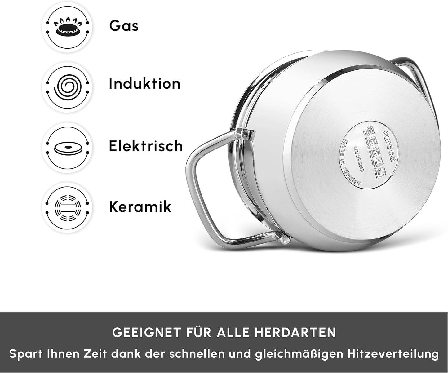 Emirgan 8-teiliges Topfset, Induktion, Medium Stahl