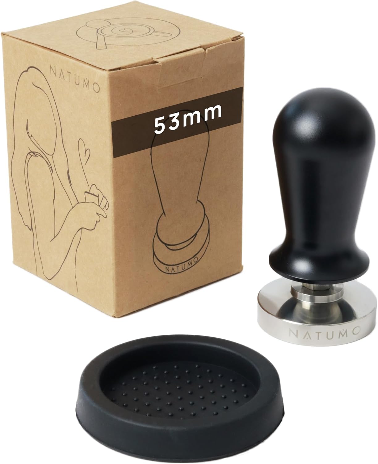 Tamper Set mit Druckregulierung, Schwarz 53mm