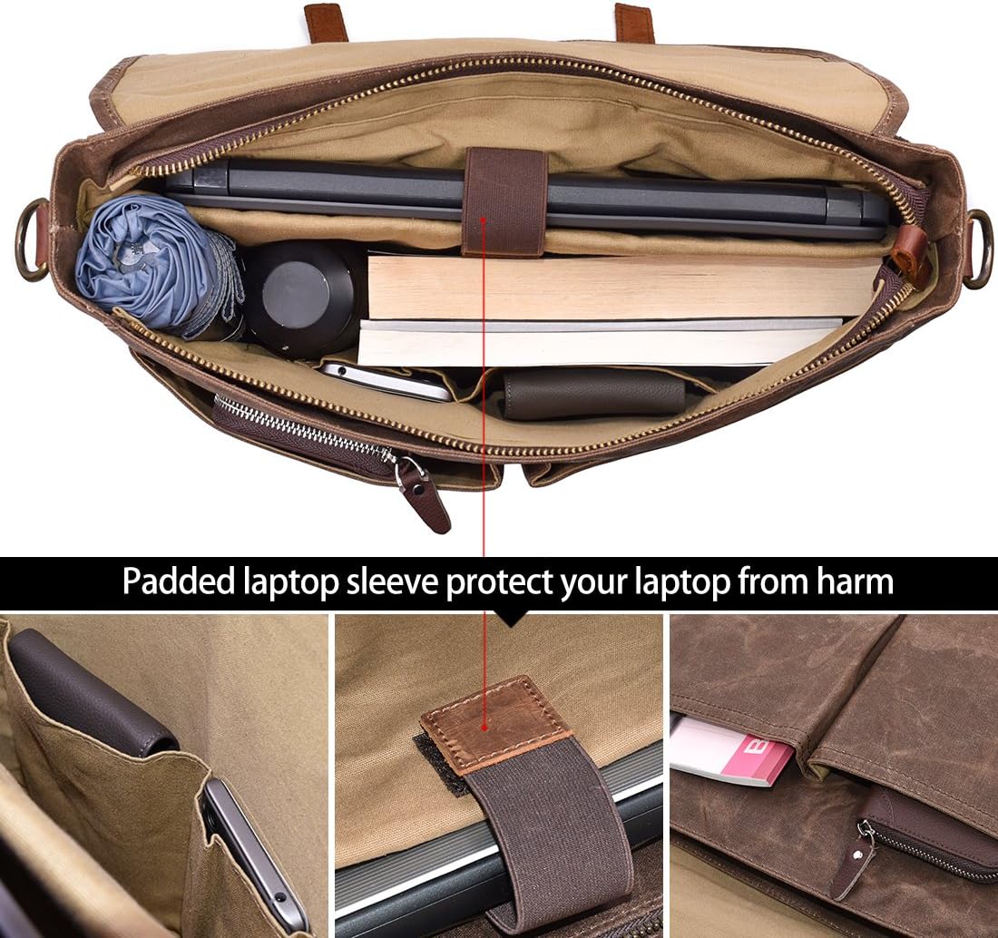 Laptoptasche wasserdicht 15.6" Vintage, Braun