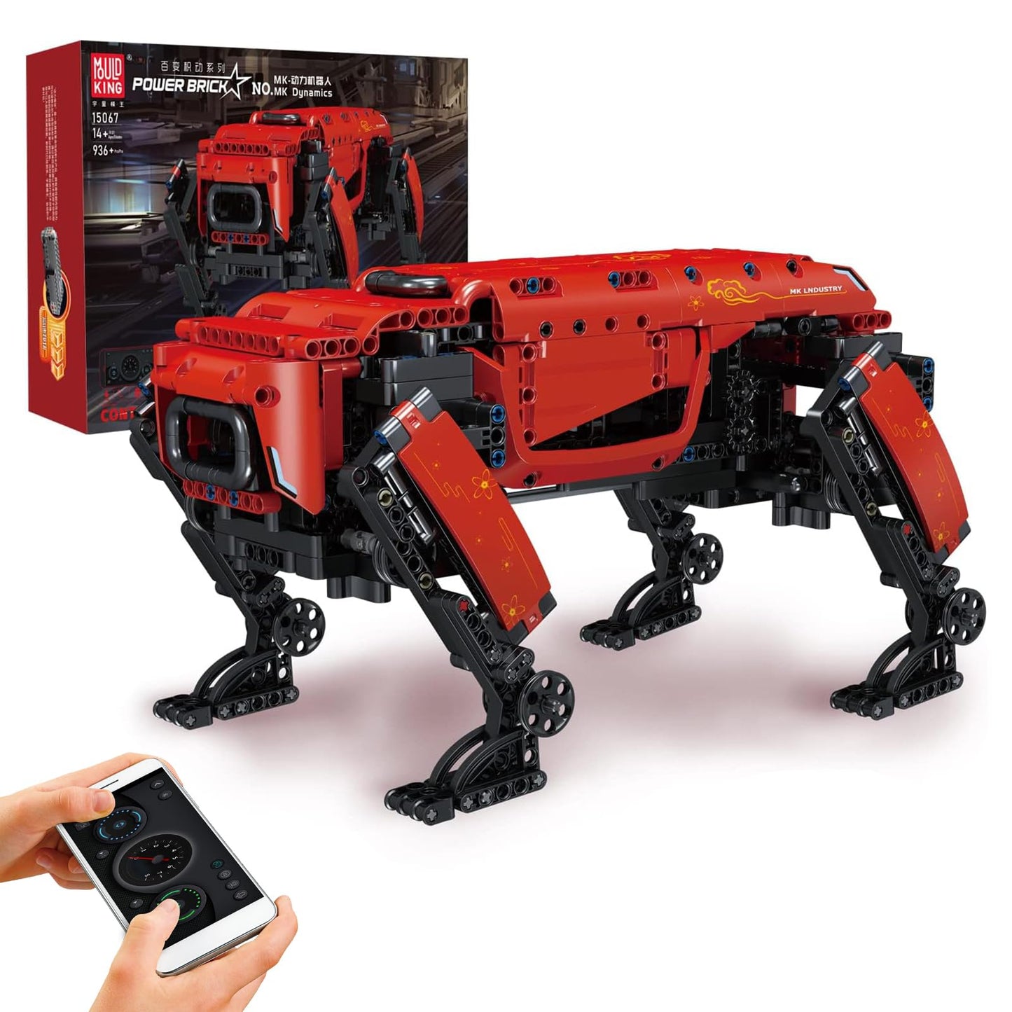 Roboter-Hundebausatz mit App-Steuerung, Roter Roboterhund