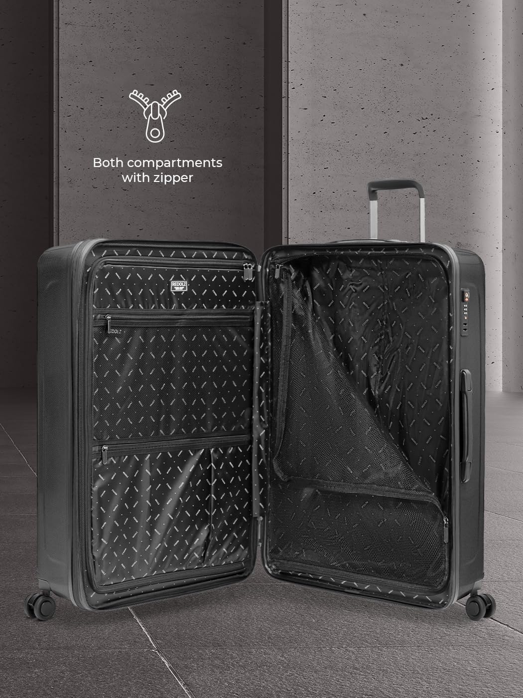 Essentials 14 4-Rollen Trolley 65 cm mit Dehnfalte, Black Metallic Trolley M+ (66 cm) erweiterbar