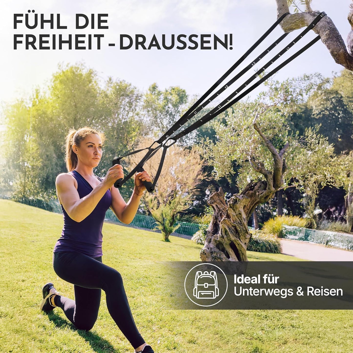 Verstellbarer Schlingentrainer mit Türanker & Gurten
