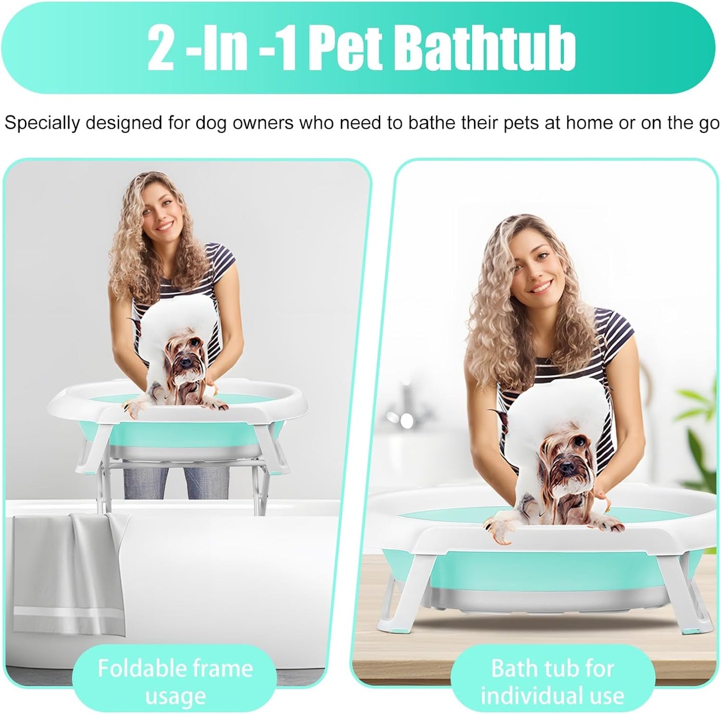 Erhöhte Hundebadewanne mit Klappständer, Blau