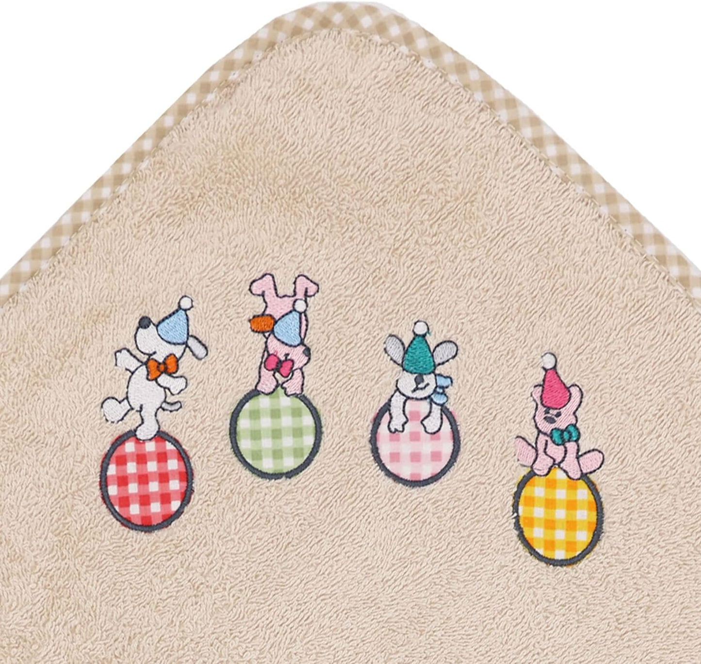 Baby Kapuzenbadetuch 100x100 cm, mit Stickerei, Beige