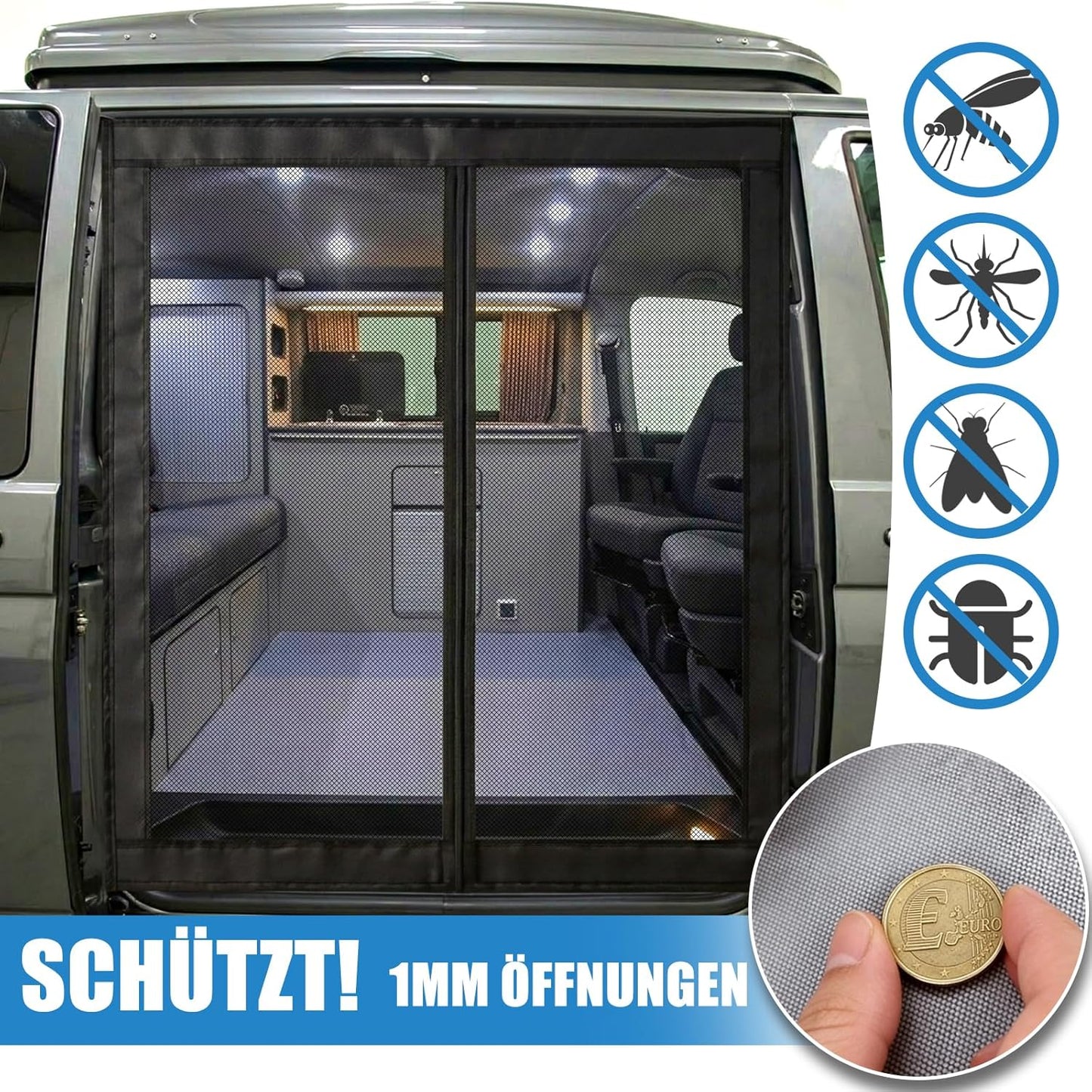 Magnetisches Moskitonetz Hintertür für VW T5 T6, Hintertür