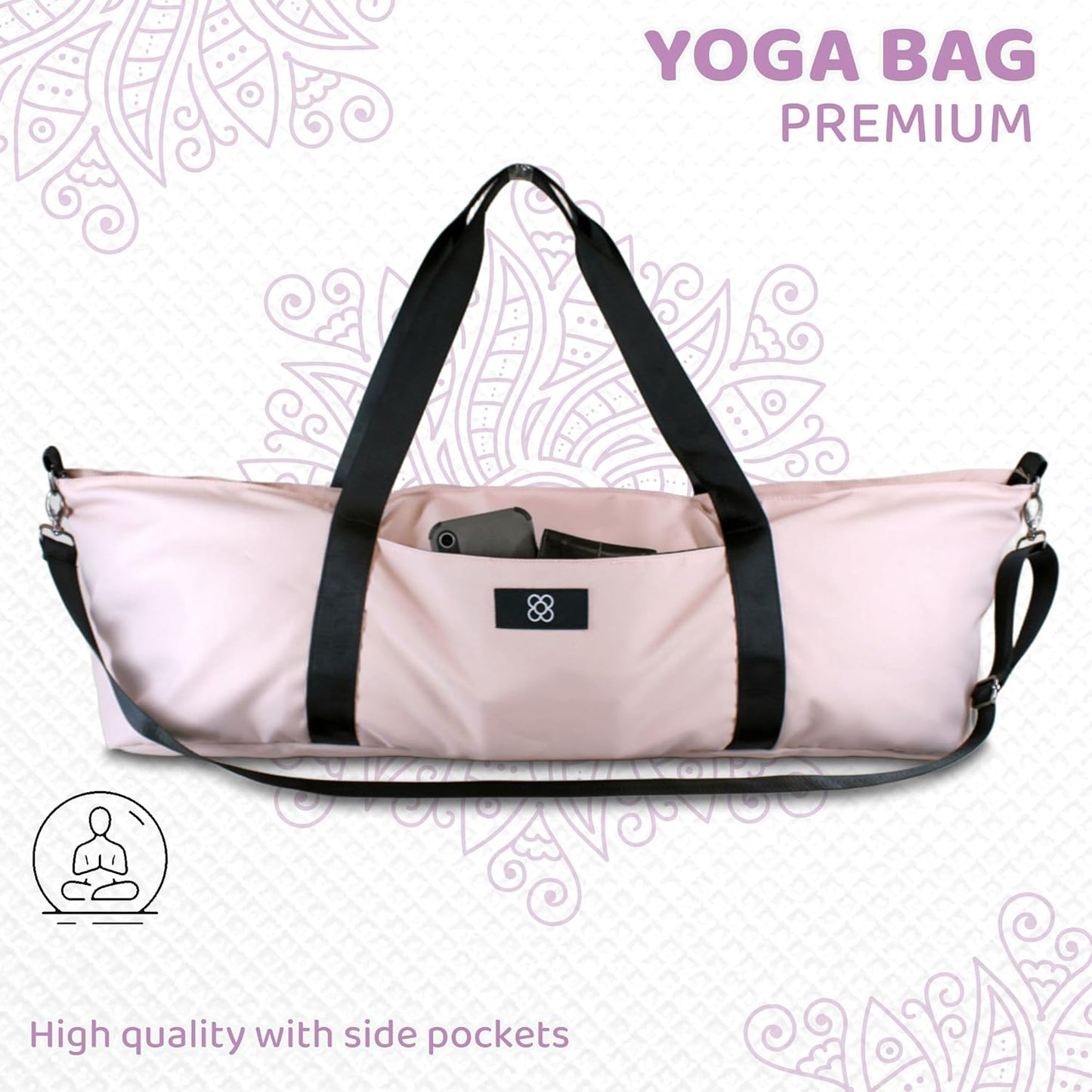 Yogatasche XXL für Matte und Zubehör, Rosa