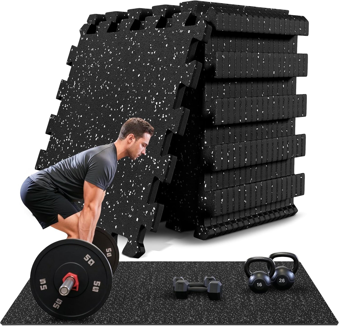 Bodenschutzmatten Set, Rubber Top | 18 Matten | 1,67 M² 30L x 30B x 1D cm