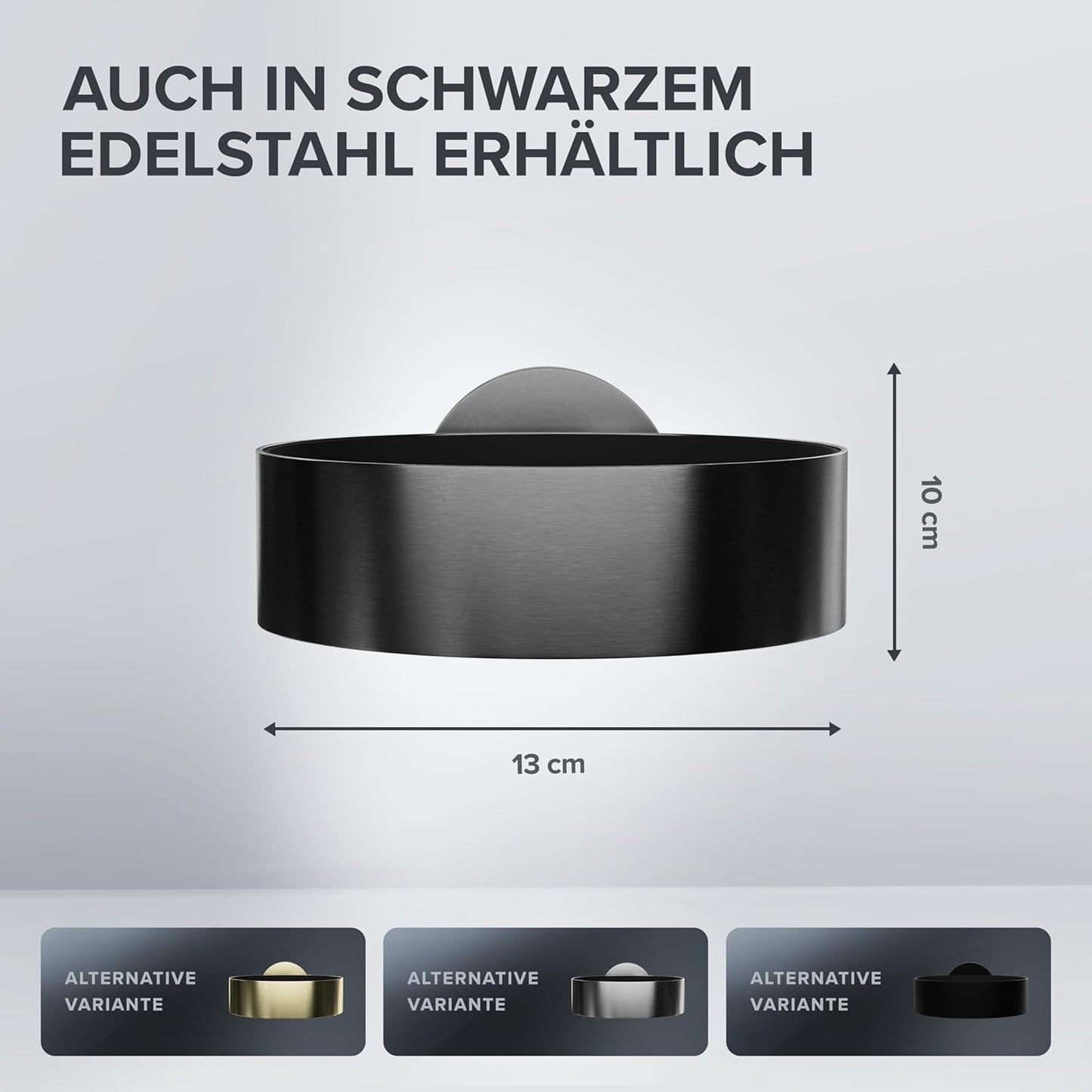 Haartrocknerhalter zur Wandmontage mit Fönpolsterung, Gunmetal Zum Bohren