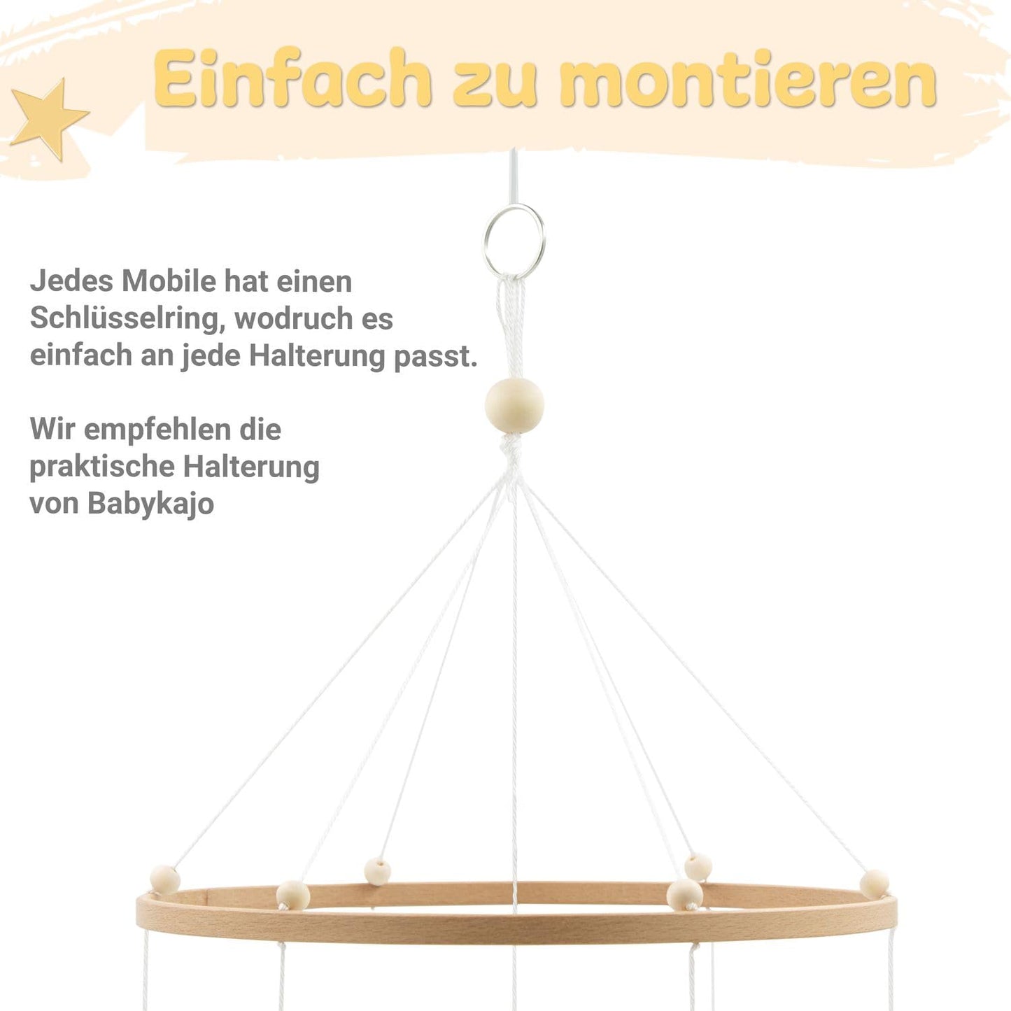 Baby-Mobile mit Elefanten und Holzring, Elefant 1