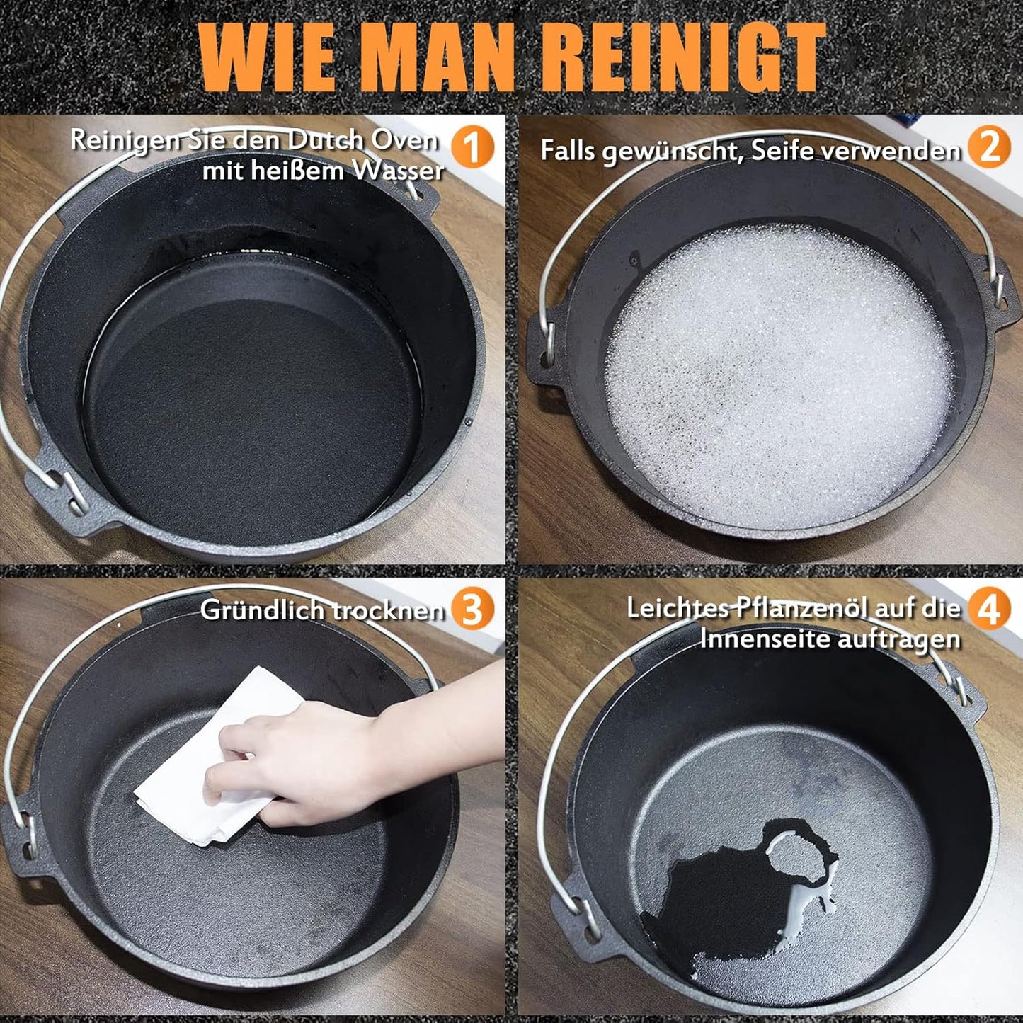 Dutch Oven mit Deckelheber, 9 Liter