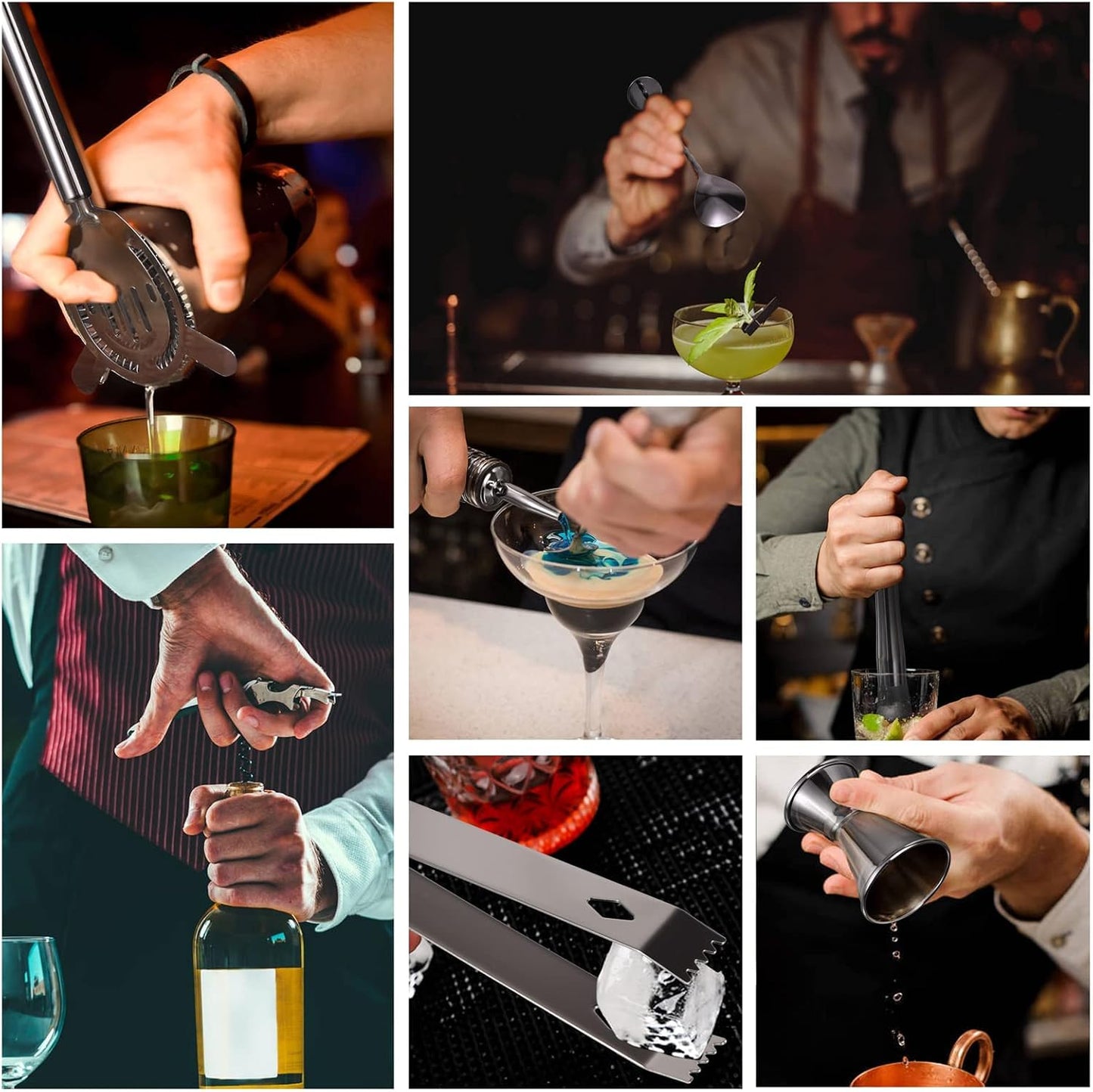Cocktail Shaker Set, Grau 12 Teiliges