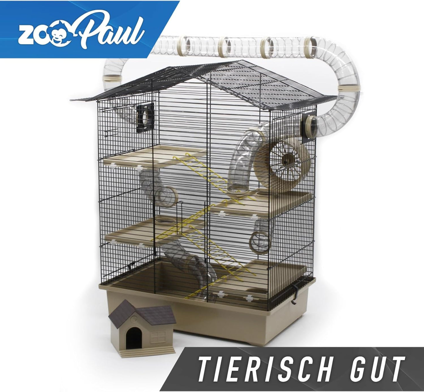 XXL Nagerkäfig mit Tunnelsystem & Zubehör, beige