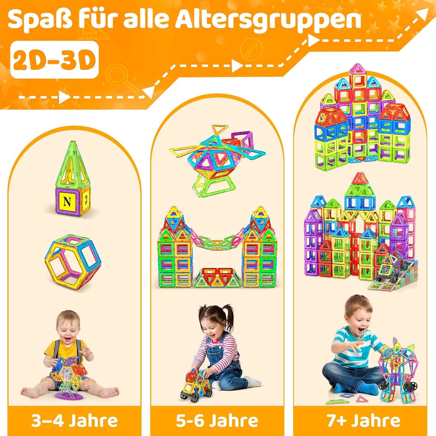 Magnetische Bausteine Konstruktions-Set (120 Teile), A-multi