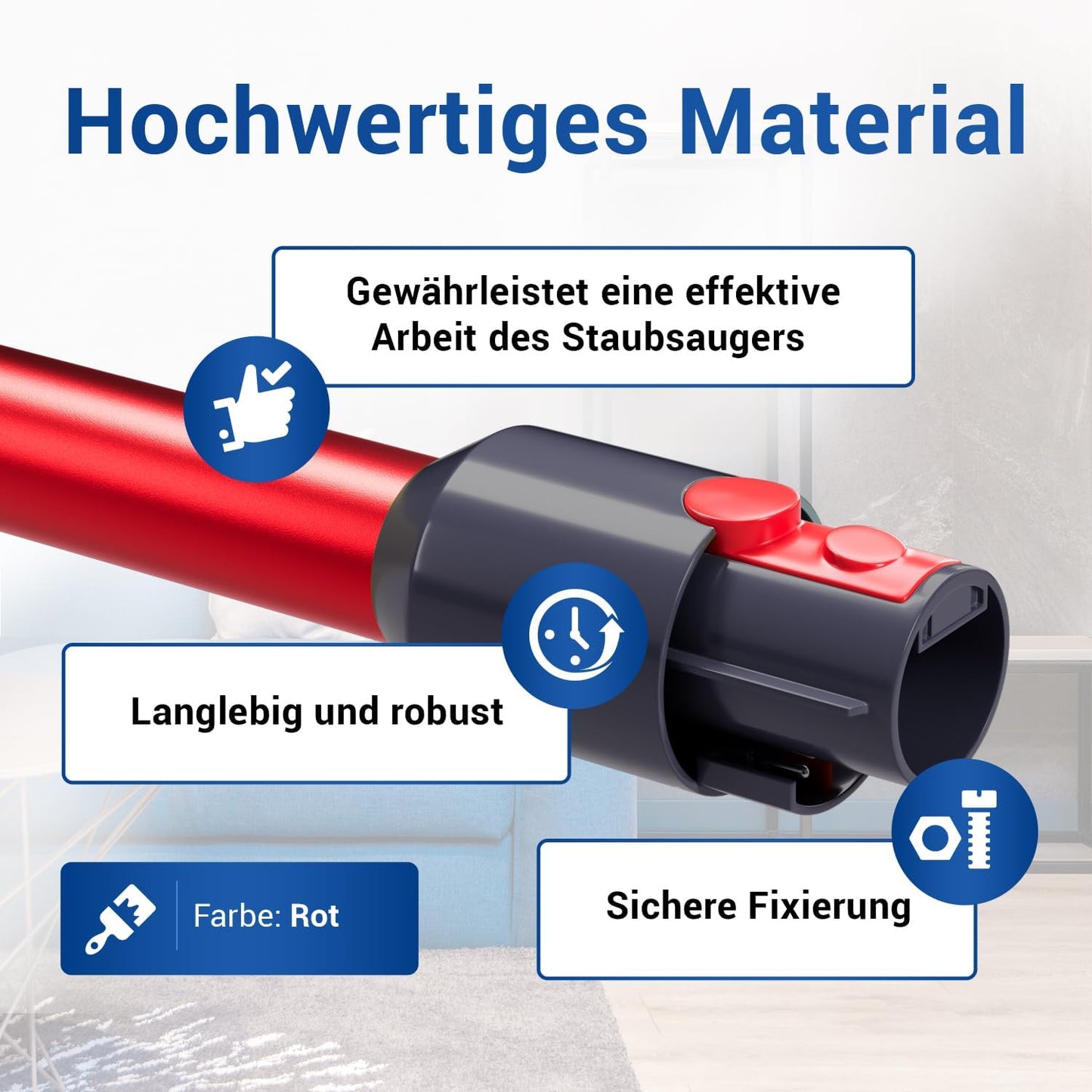 Staubsauger-Verlängerungsrohr für Dyson V-Serie, Rot