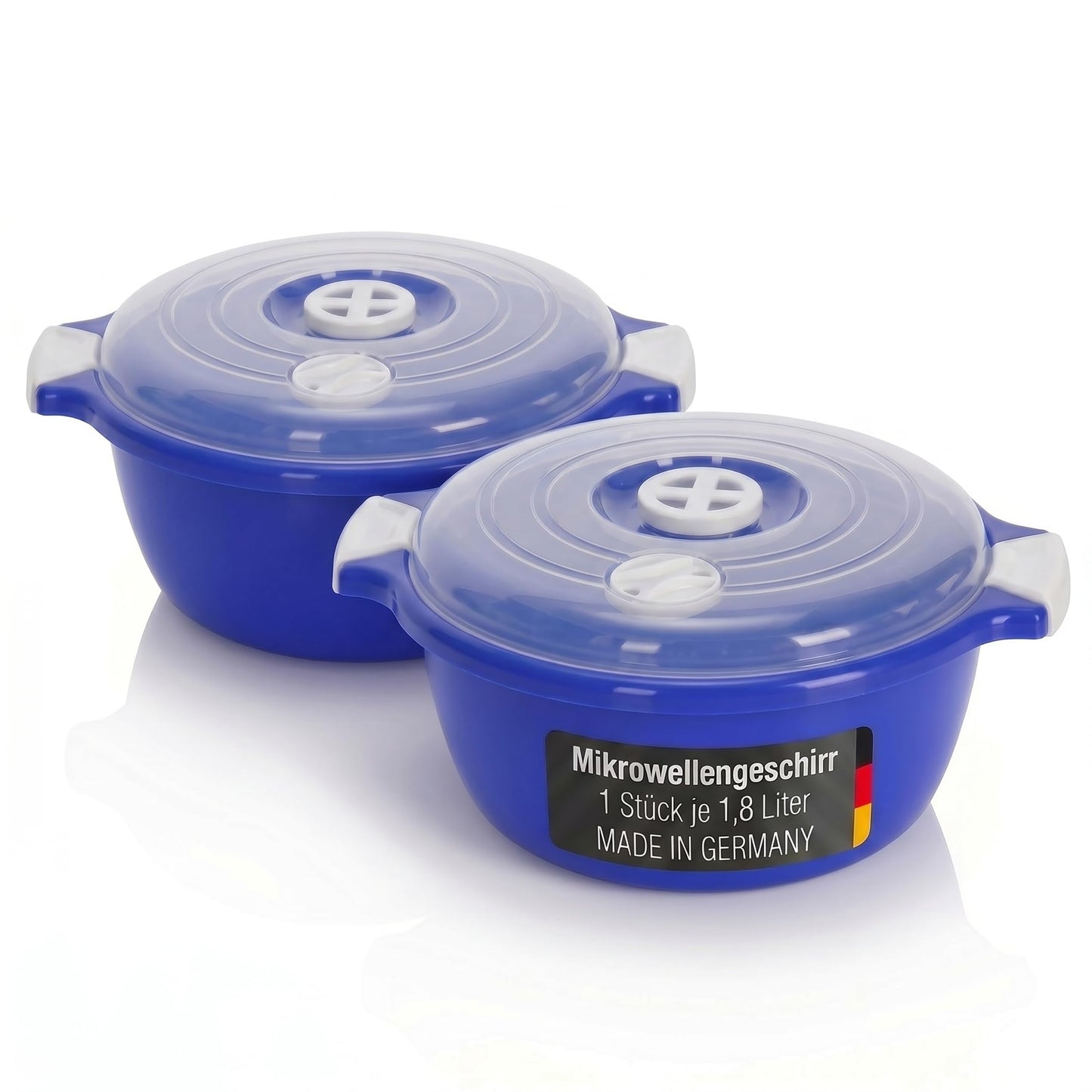 2-teiliges Mikrowellenschüssel-Set mit Dampfventil, Blau