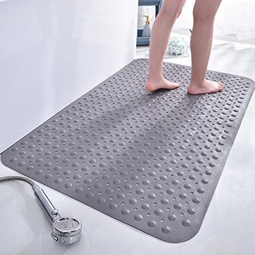 Rutschfeste Anti-Schimmel Duschmatte (60x90 cm), Grau 90 x 60 cm (Rechteckig)