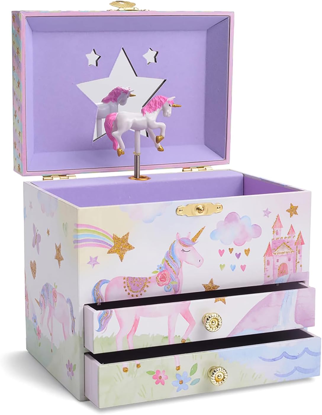 Musikalisches Schmuckkästchen mit Einhorn-Motiv, Glitzer Einhorn