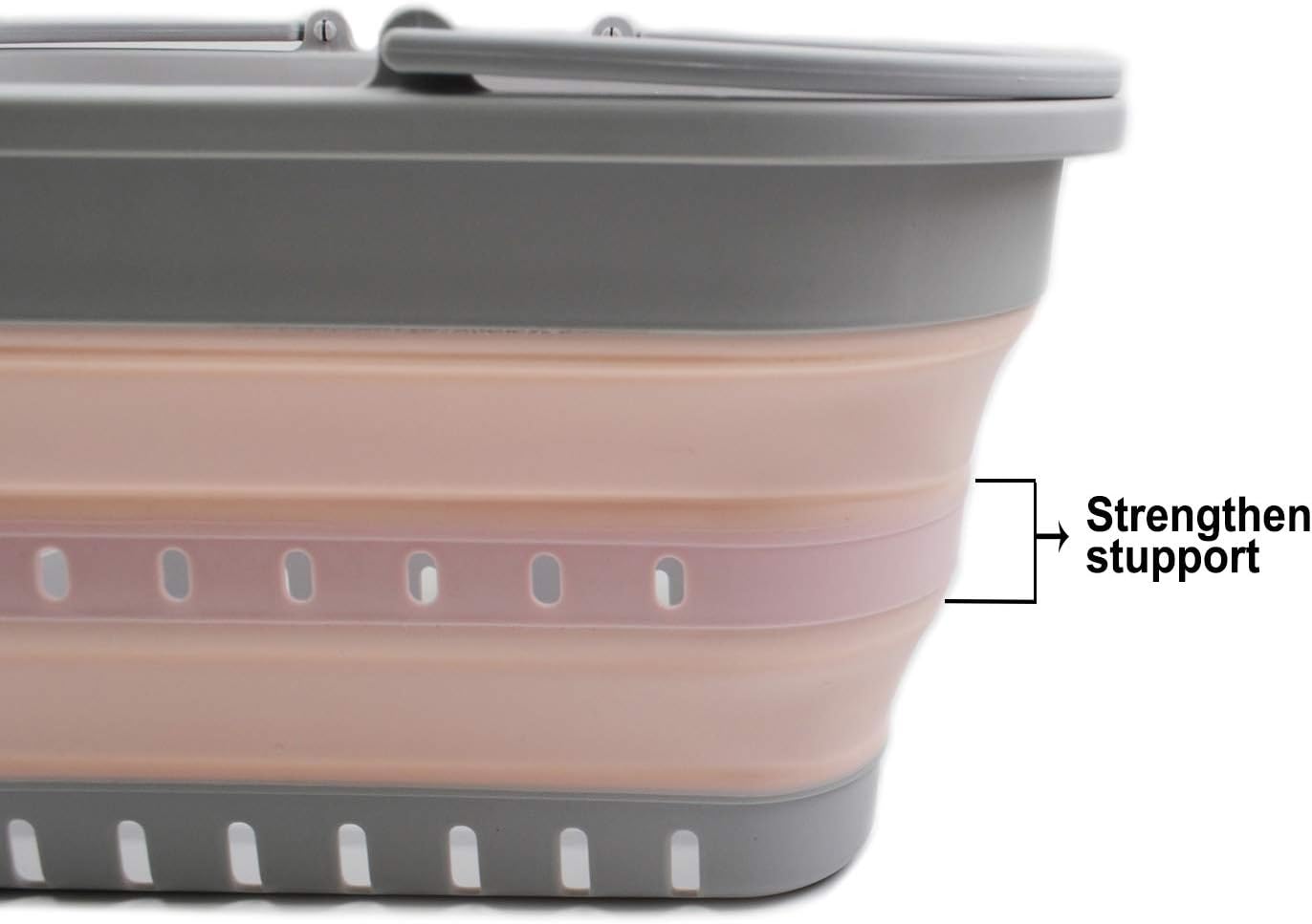 Faltbarer Tragekorb mit Griff, Grey/Pink 1