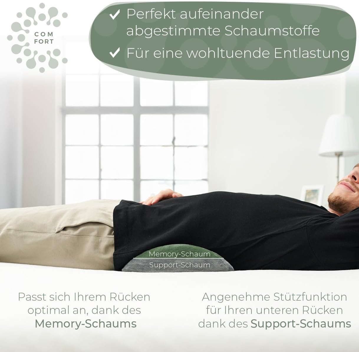 Ergonomisches Lendenkissen zur Rückenstütze, Grau
