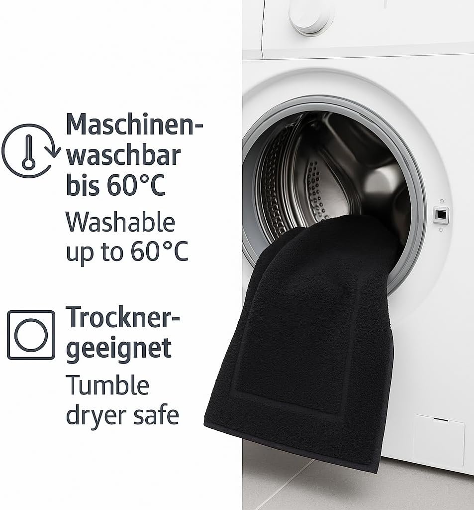 2er-Set Badematten, 50x70 cm, 2x Badvorleger Schwarz