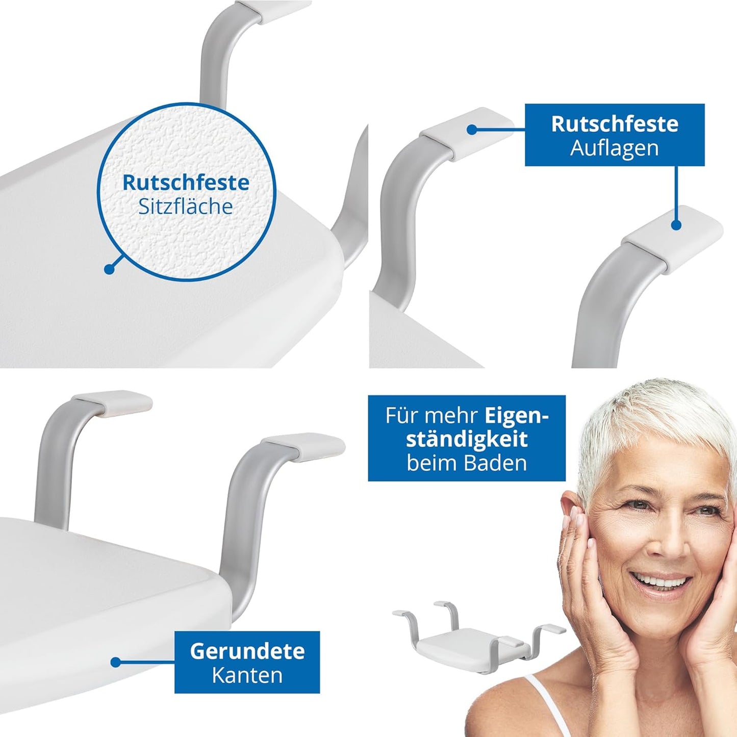 Badewannensitz für Senioren (Belastbar bis 150 kg), Standart, Ohne Rückenlehne