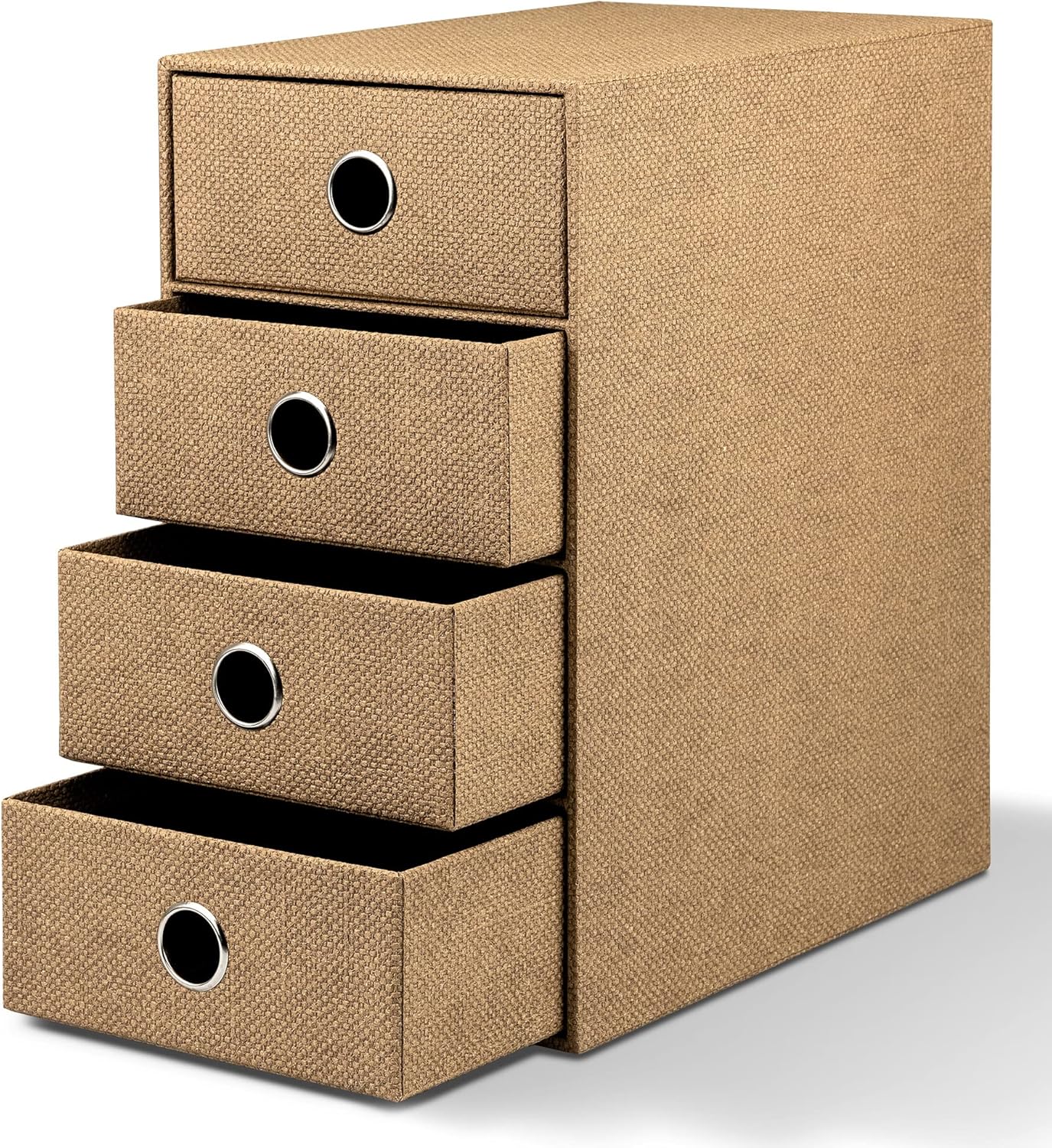 Schubladenbox mit 4 Schubladen, Haselnuss