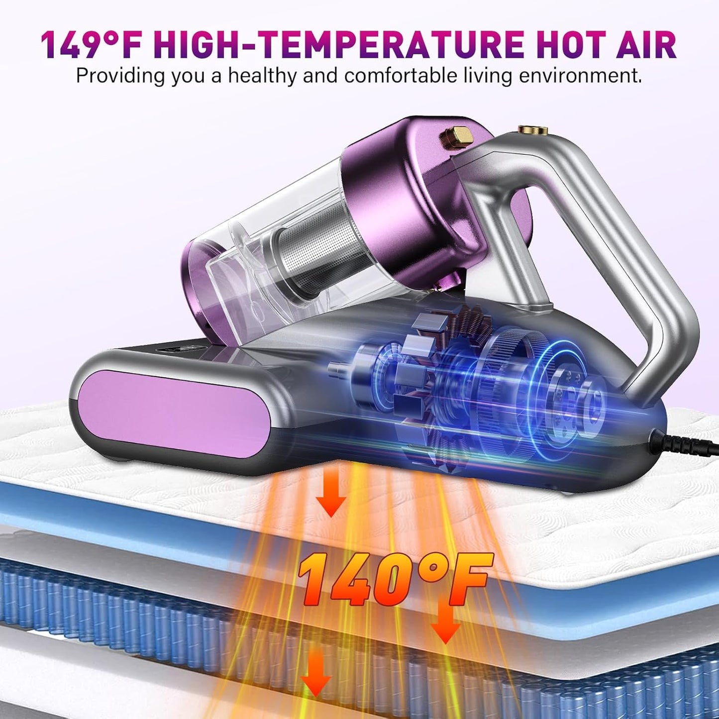 Milbensauger mit UV-Licht und Ultraschall, Purple