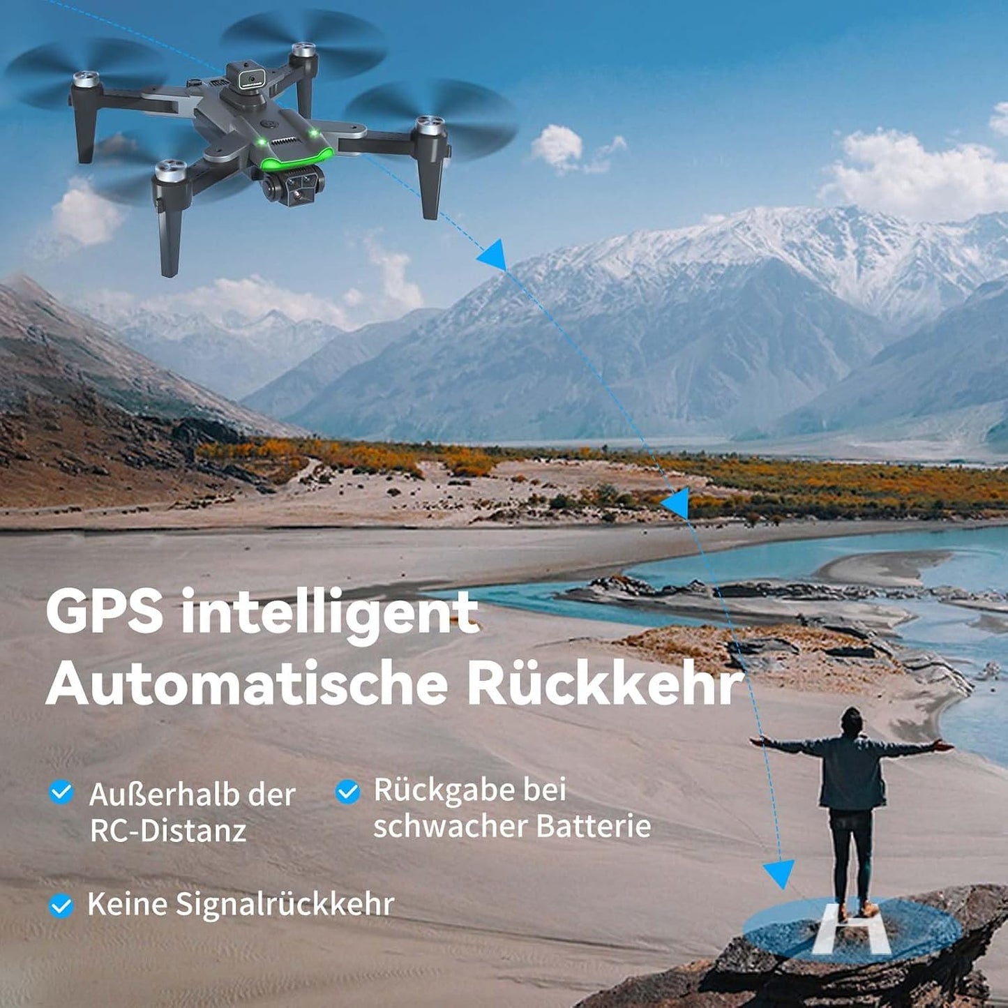 GPS-Drohne mit 4K Kamera, Klein Schwarz