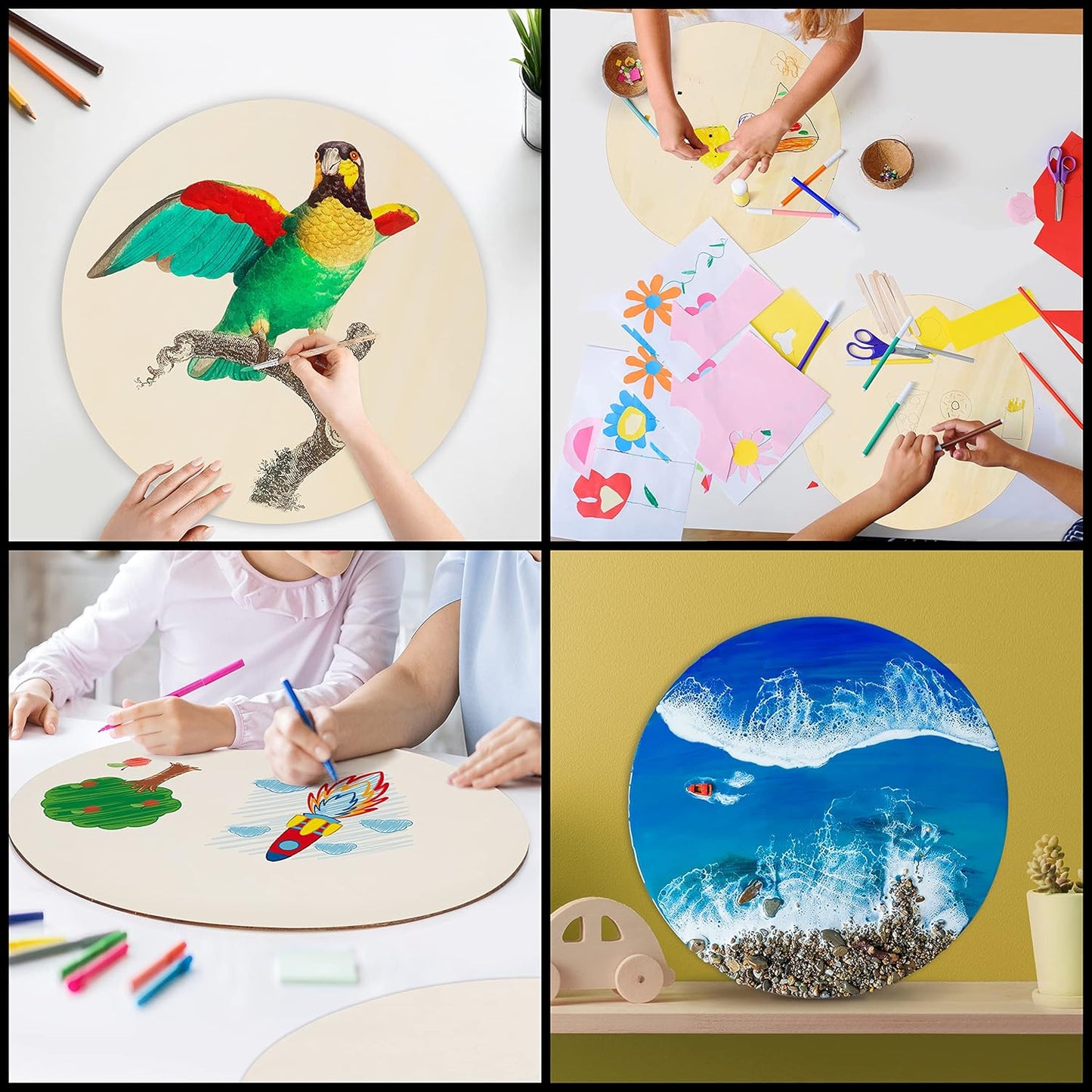 Holzscheiben-Set für Kreativprojekte (4 Stück)