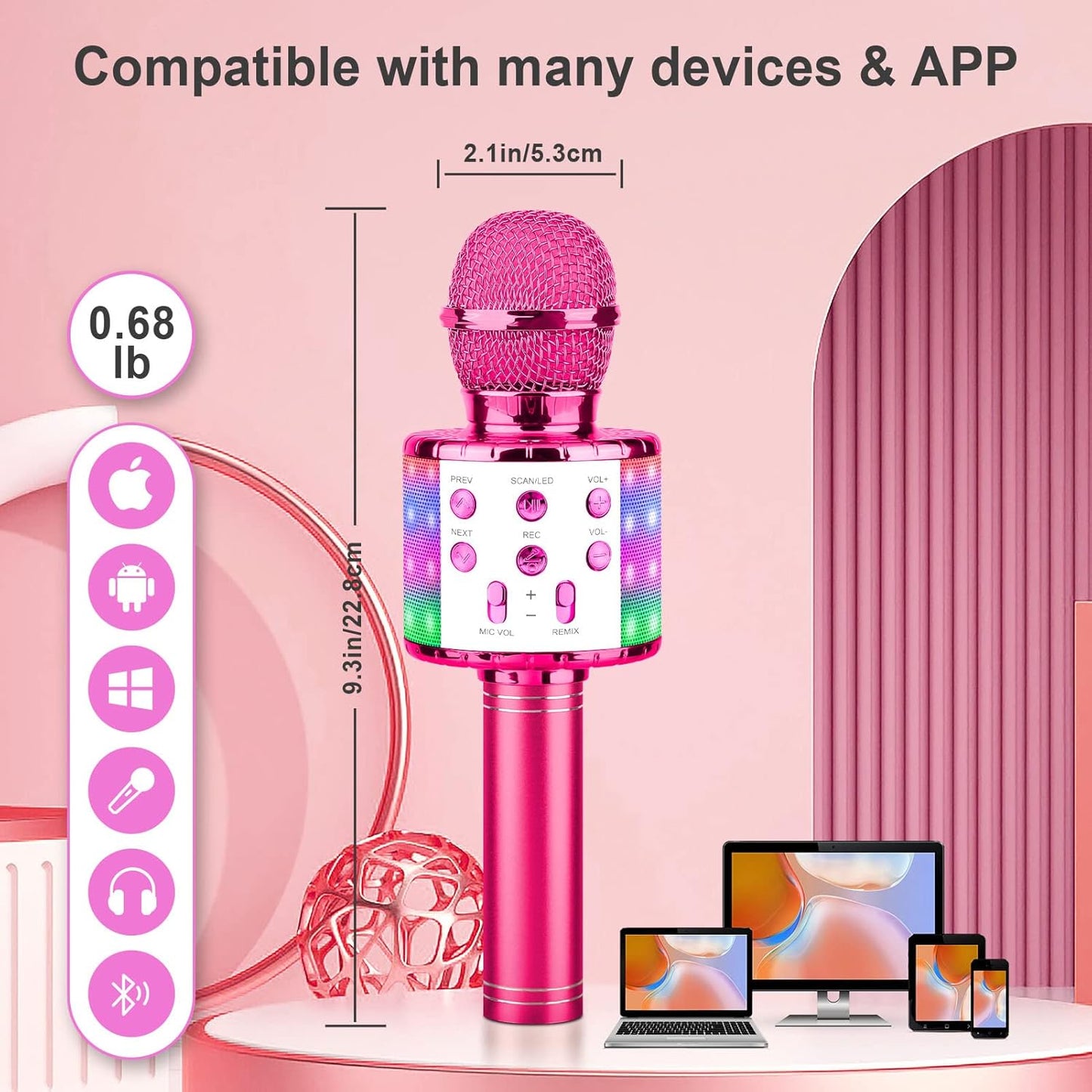 4-in-1 Karaoke Mikrofon, purple