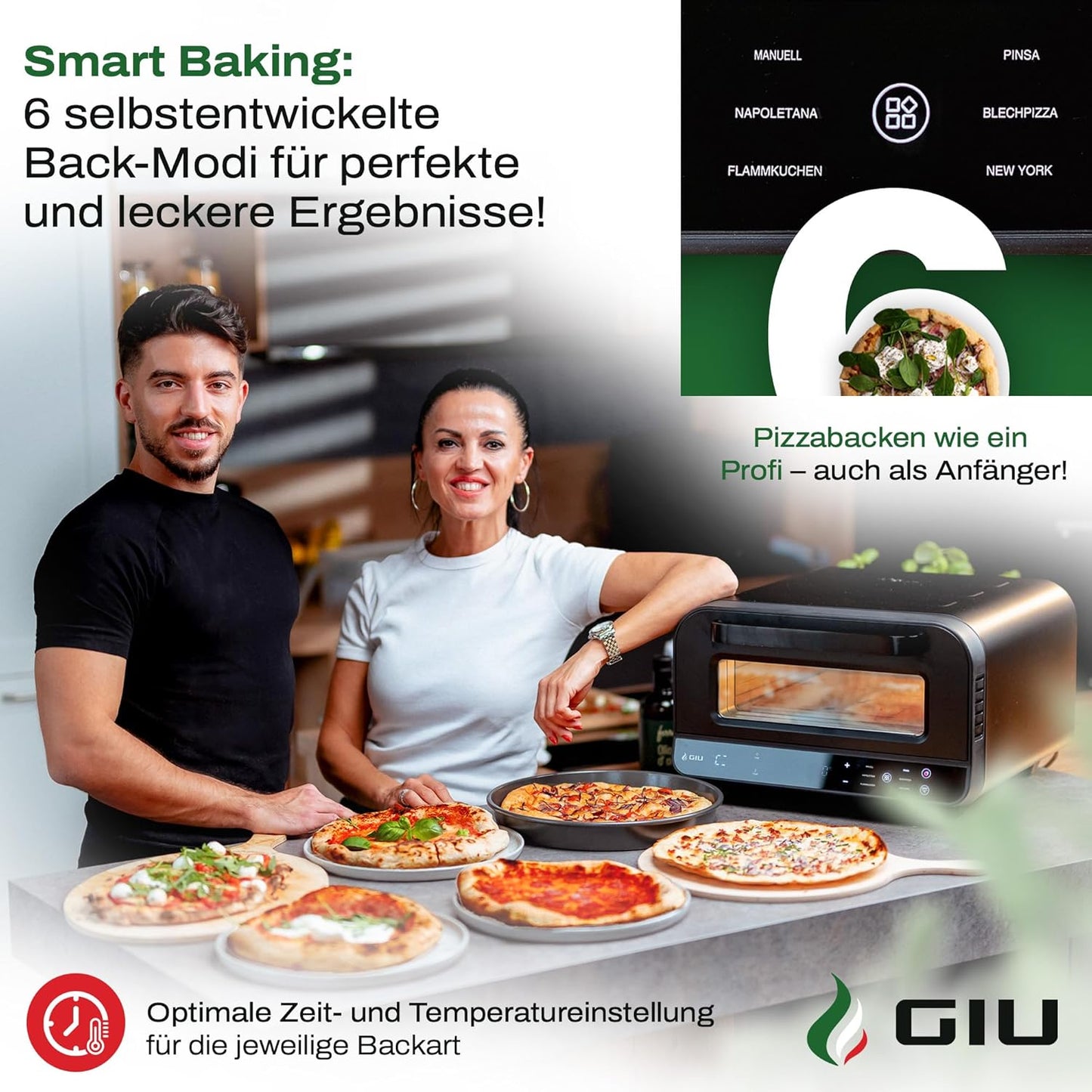 Elektrischer Pizzaofen für neapolitanische Pizza, Nero