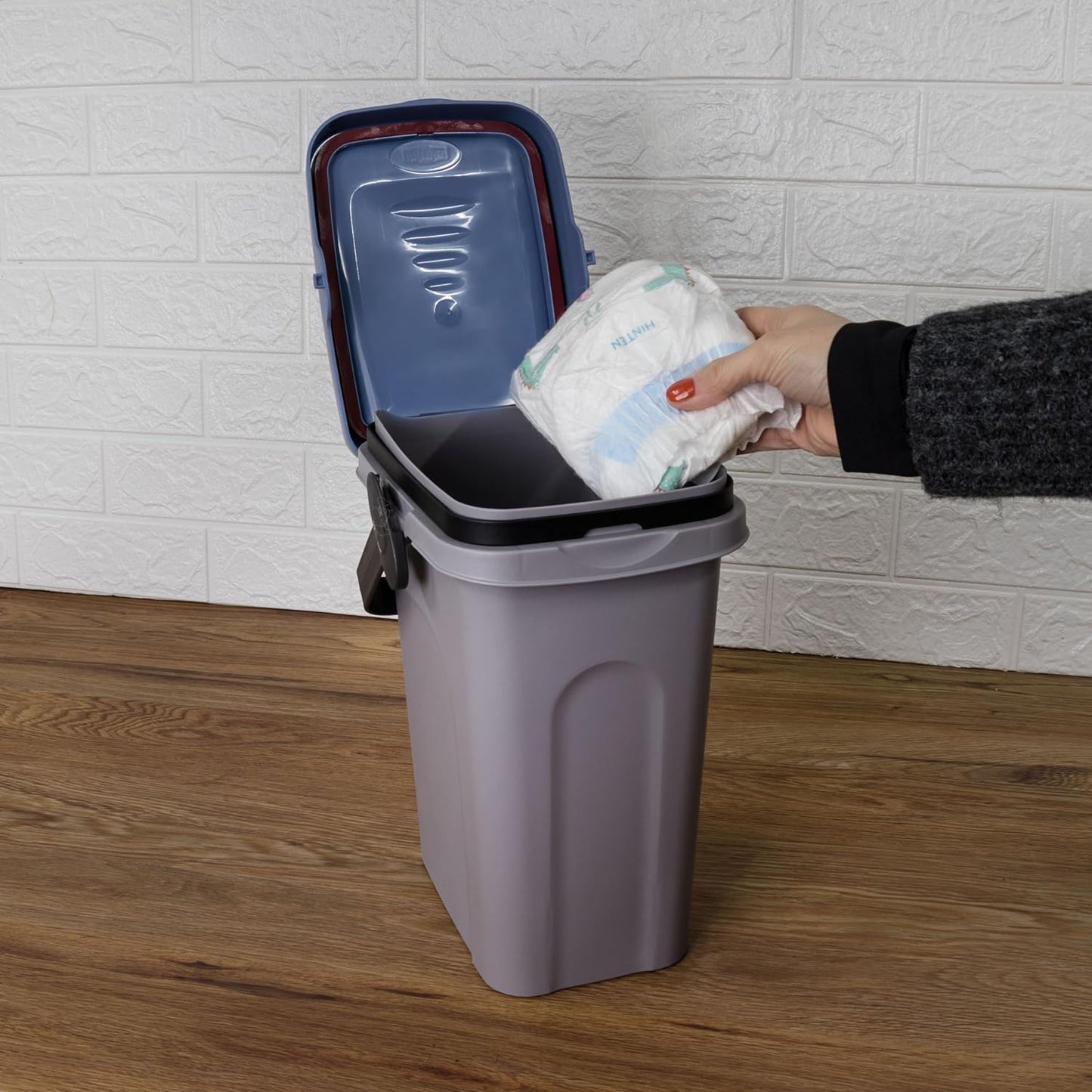 Abfalleimer mit Gummidichtung, Blau 7 Liter
