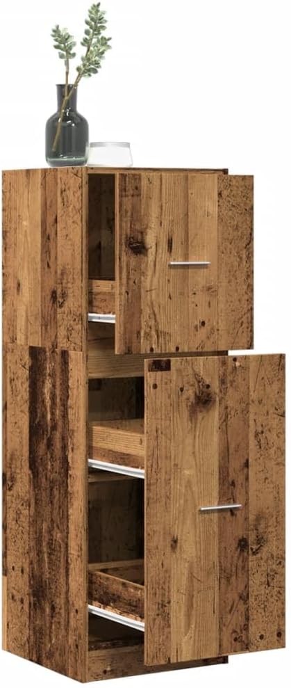 Apothekerschrank mit Ausziehfächern, Altholz 40 x 41 x 118 cm